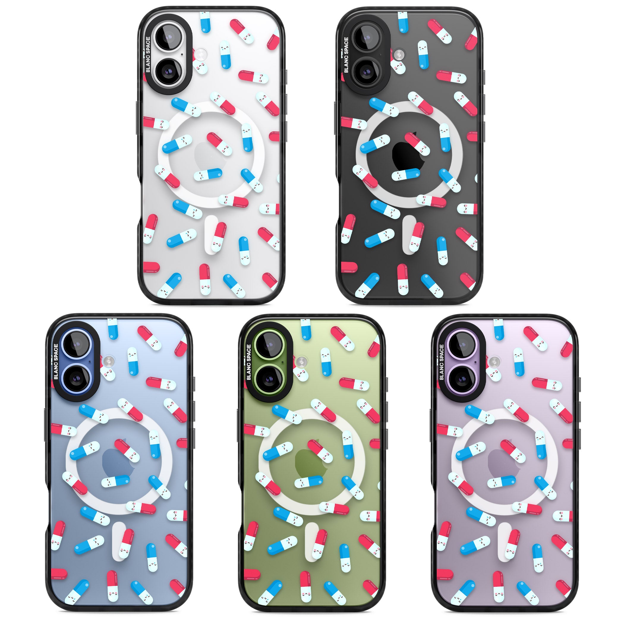 Kawaii Pill Pattern iPhone 17 Impact Pro Black Phone Case APT Impact Protection