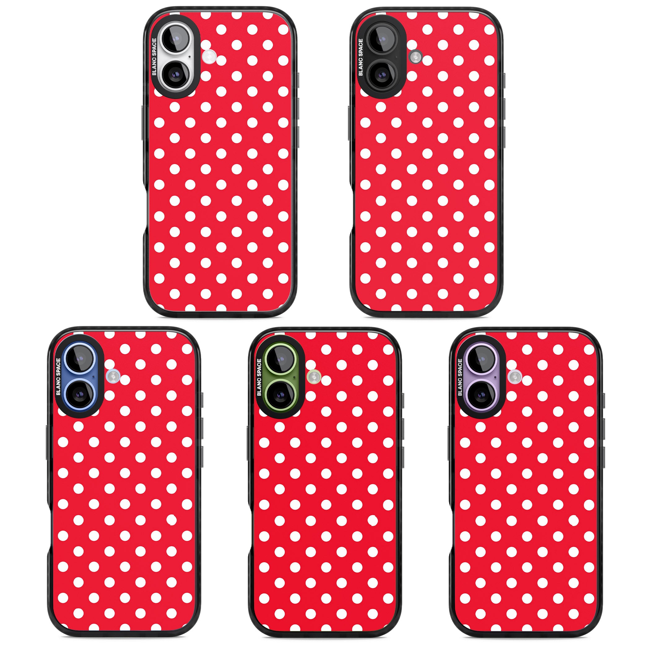 Designer Lava Red Polka Dot iPhone 17 Impact Pro Black Phone Case APT Impact Protection
