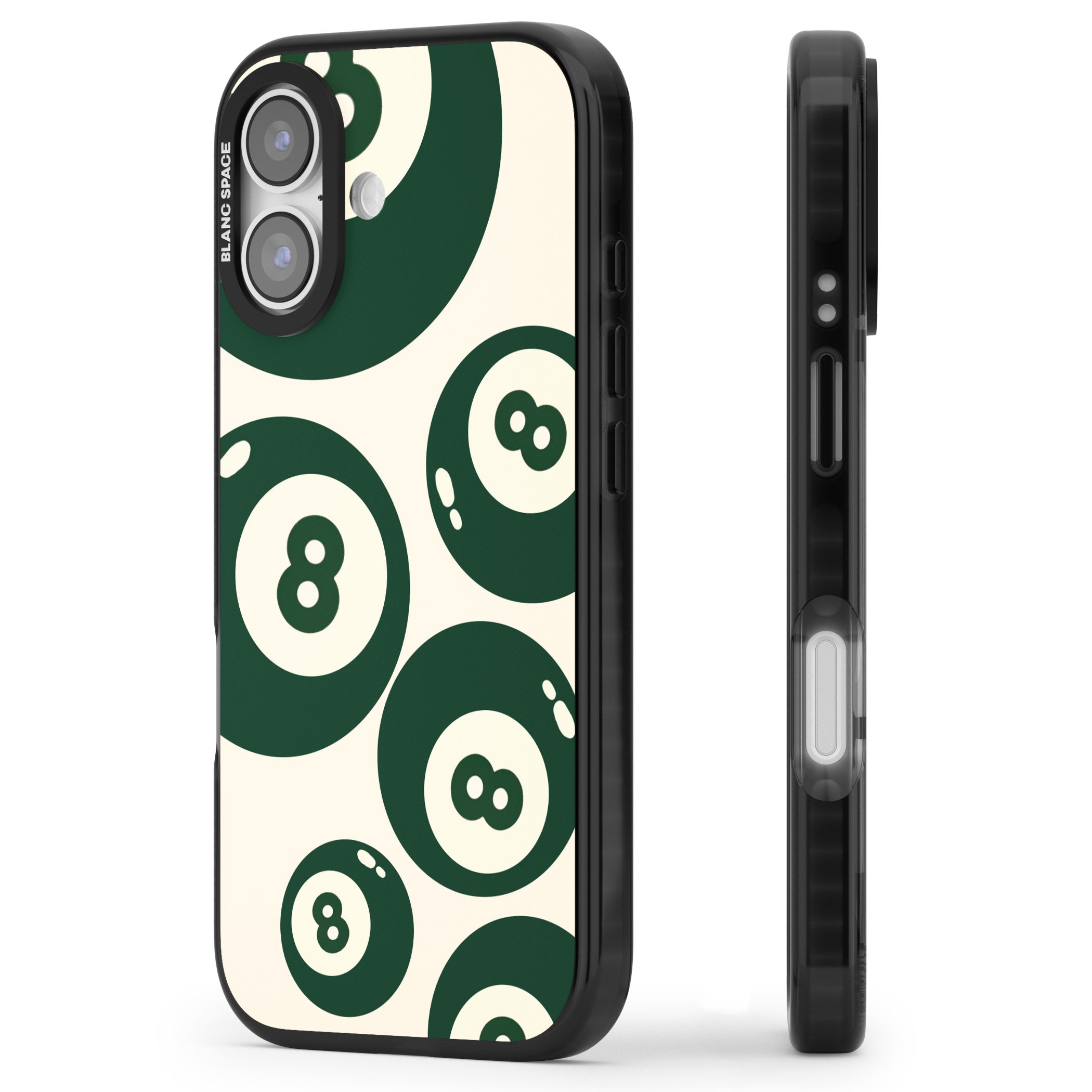 Green Eight Balls iPhone 17 Impact Pro Black Phone Case Side Profile