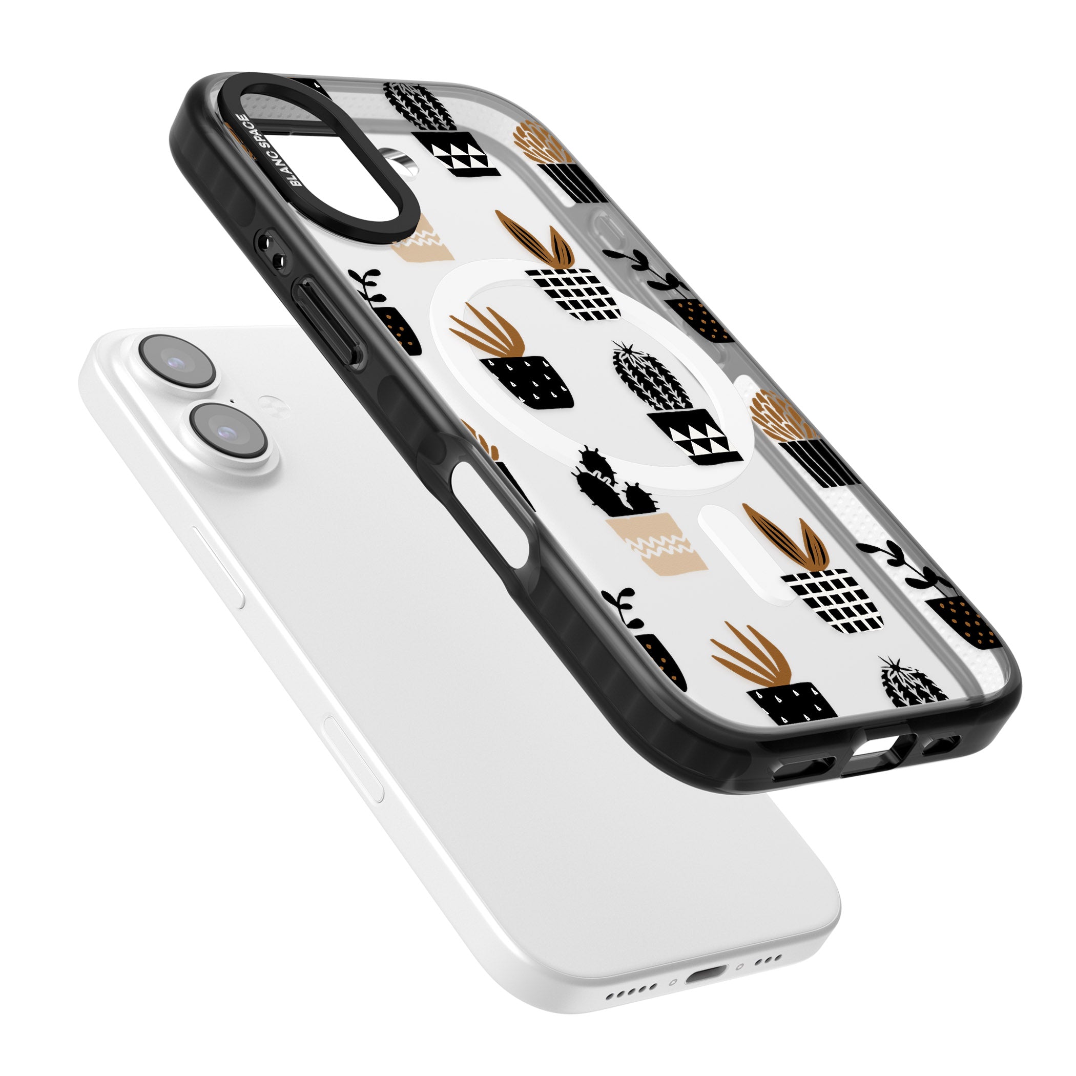 Large Mixed Plants Pattern Clear iPhone 17 Impact Pro Black Phone Case Colours