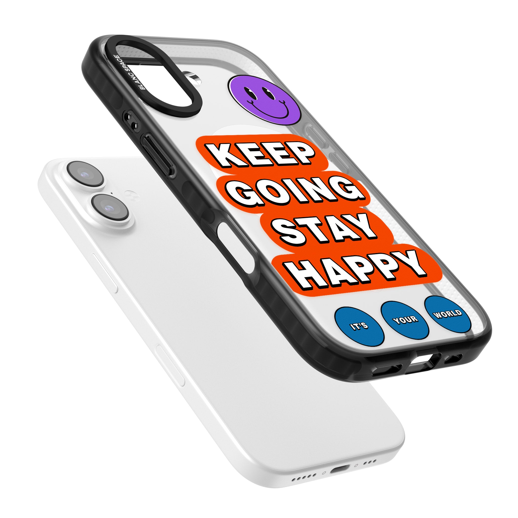 Keep Going Stay Happy iPhone 17 Impact Pro Black Phone Case Colours