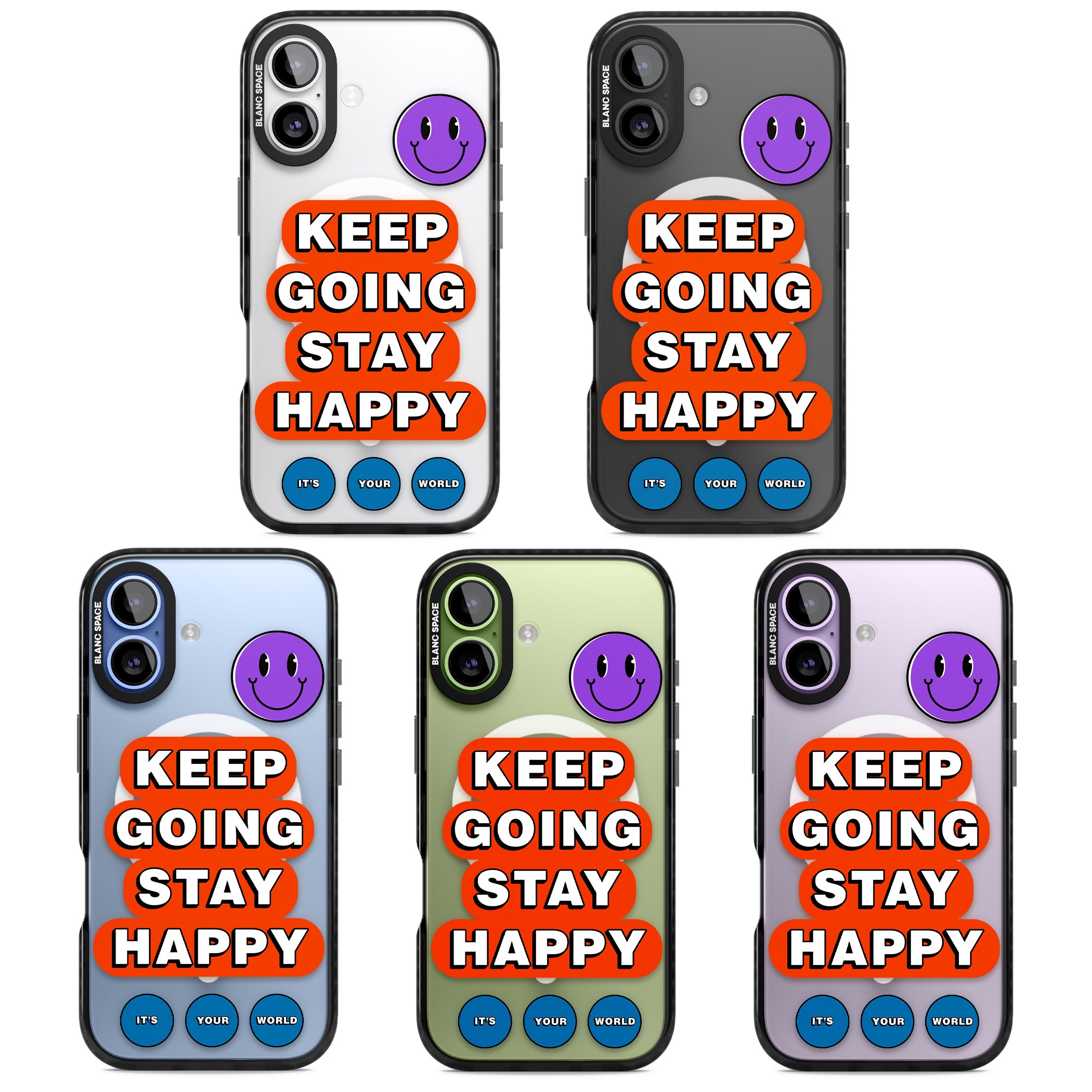 Keep Going Stay Happy iPhone 17 Impact Pro Black Phone Case APT Impact Protection
