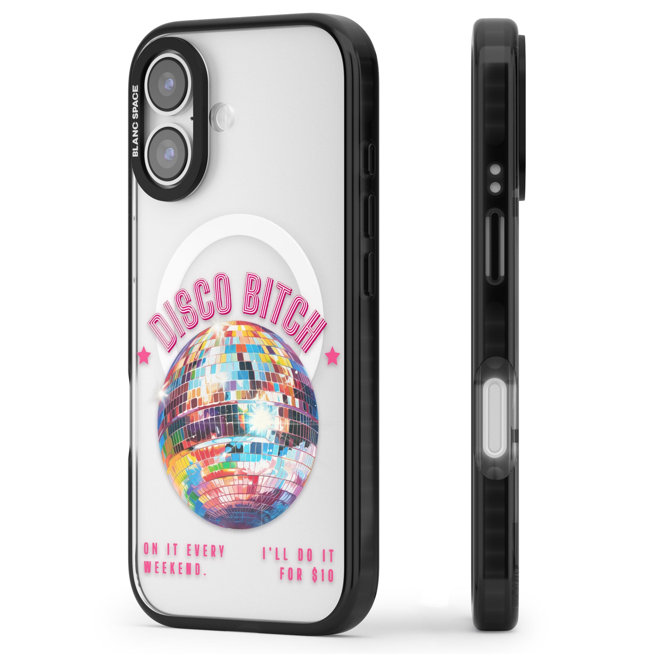 Disco B Tch iPhone 17 Impact Pro Black Phone Case Side Profile
