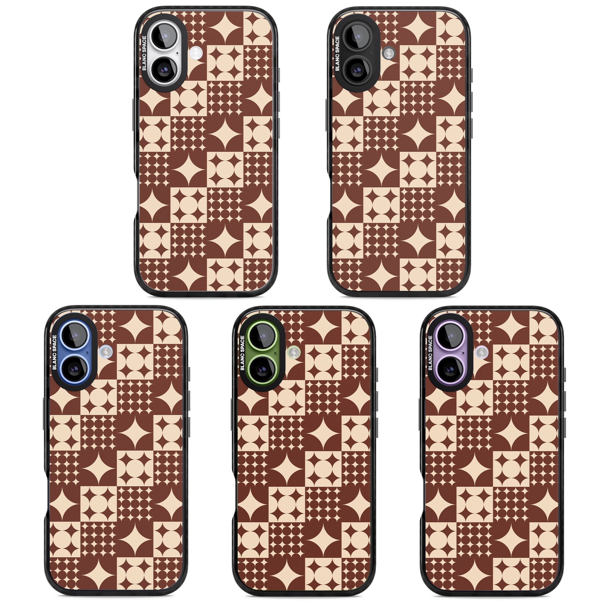 Mid Century Brown Checked iPhone 17 Impact Pro Black Phone Case APT Impact Protection