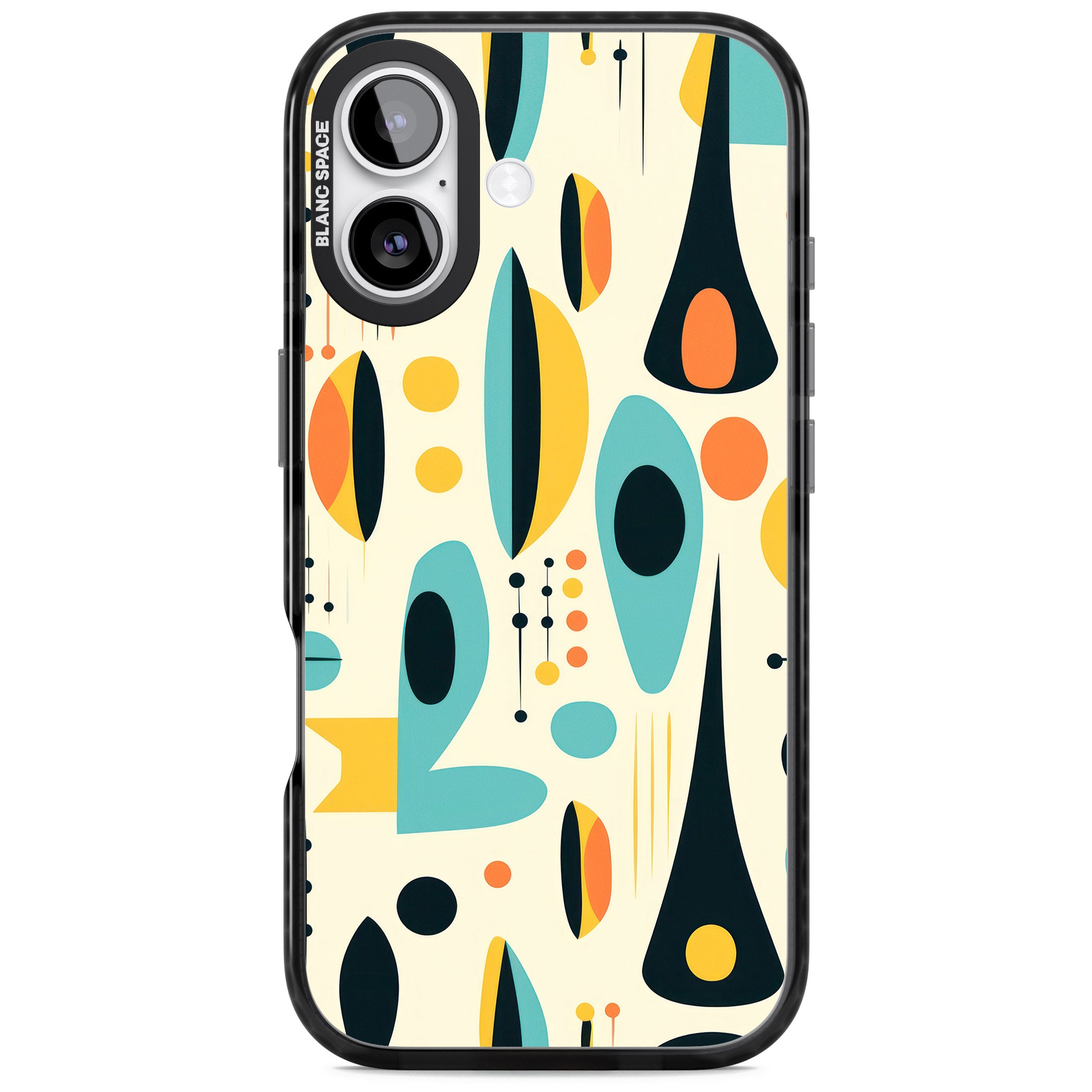 Mid Century Atomic Pattern iPhone 17 Impact Pro Black Phone Case