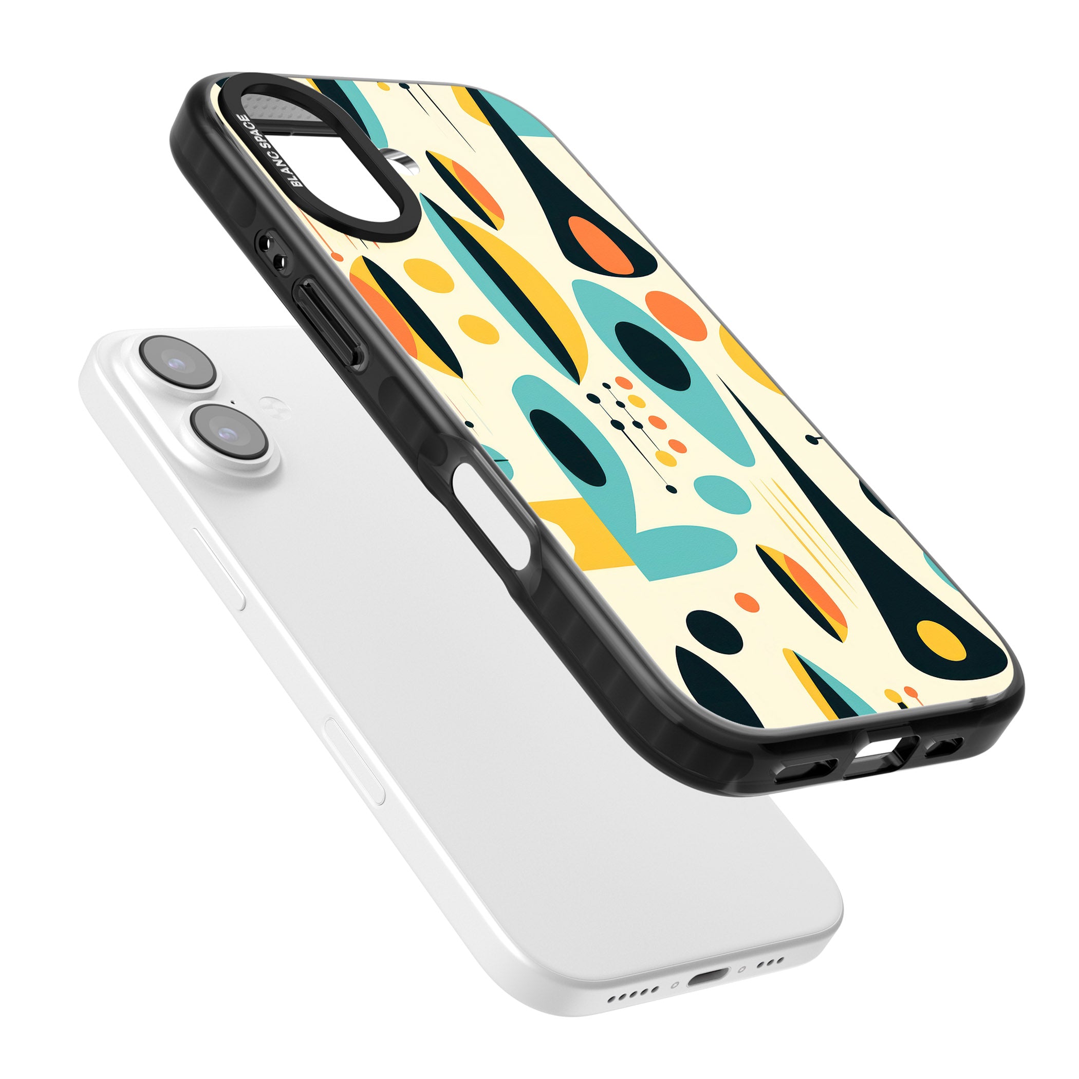 Mid Century Atomic Pattern iPhone 17 Impact Pro Black Phone Case Colours