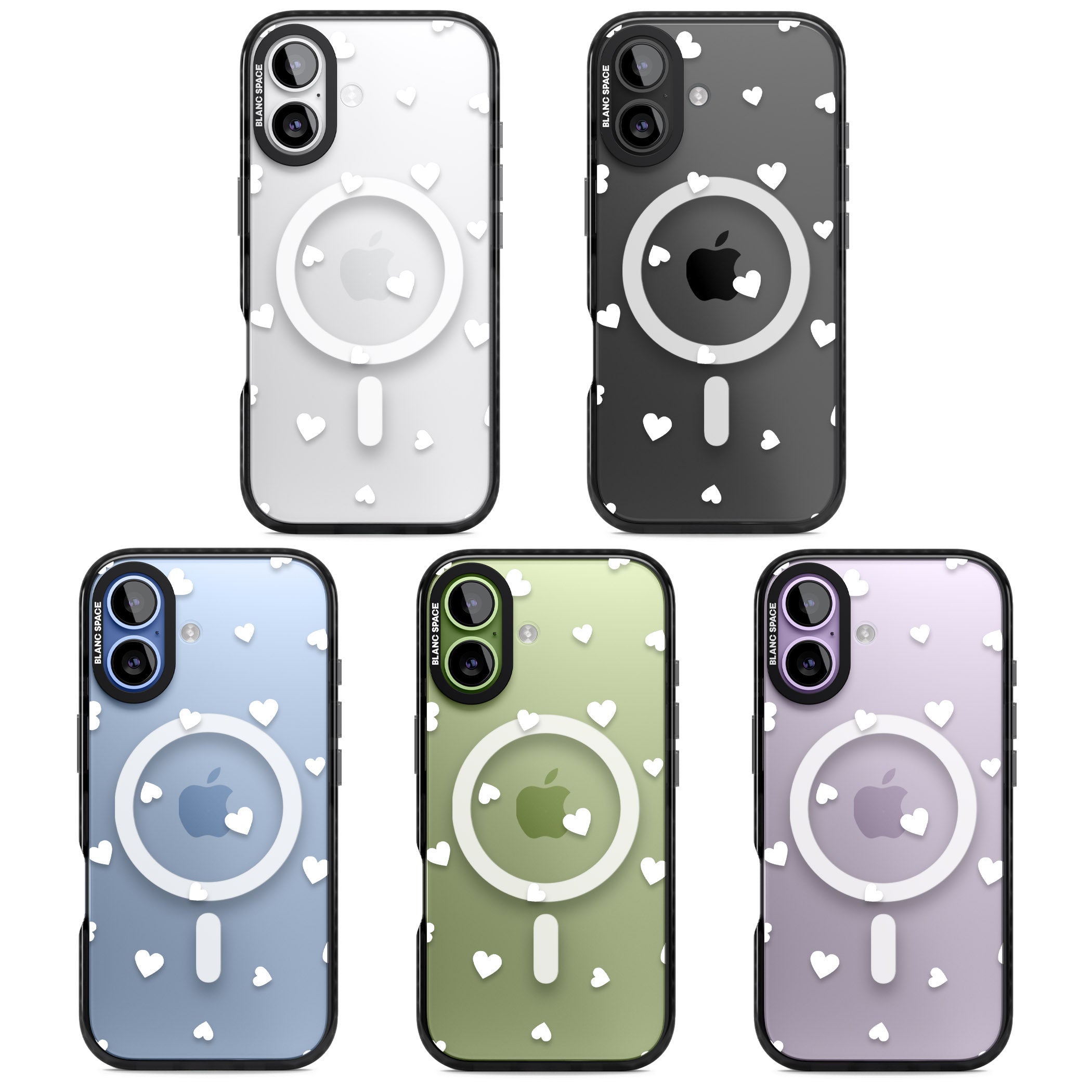 White Hearts iPhone 17 Impact Pro Black Phone Case APT Impact Protection
