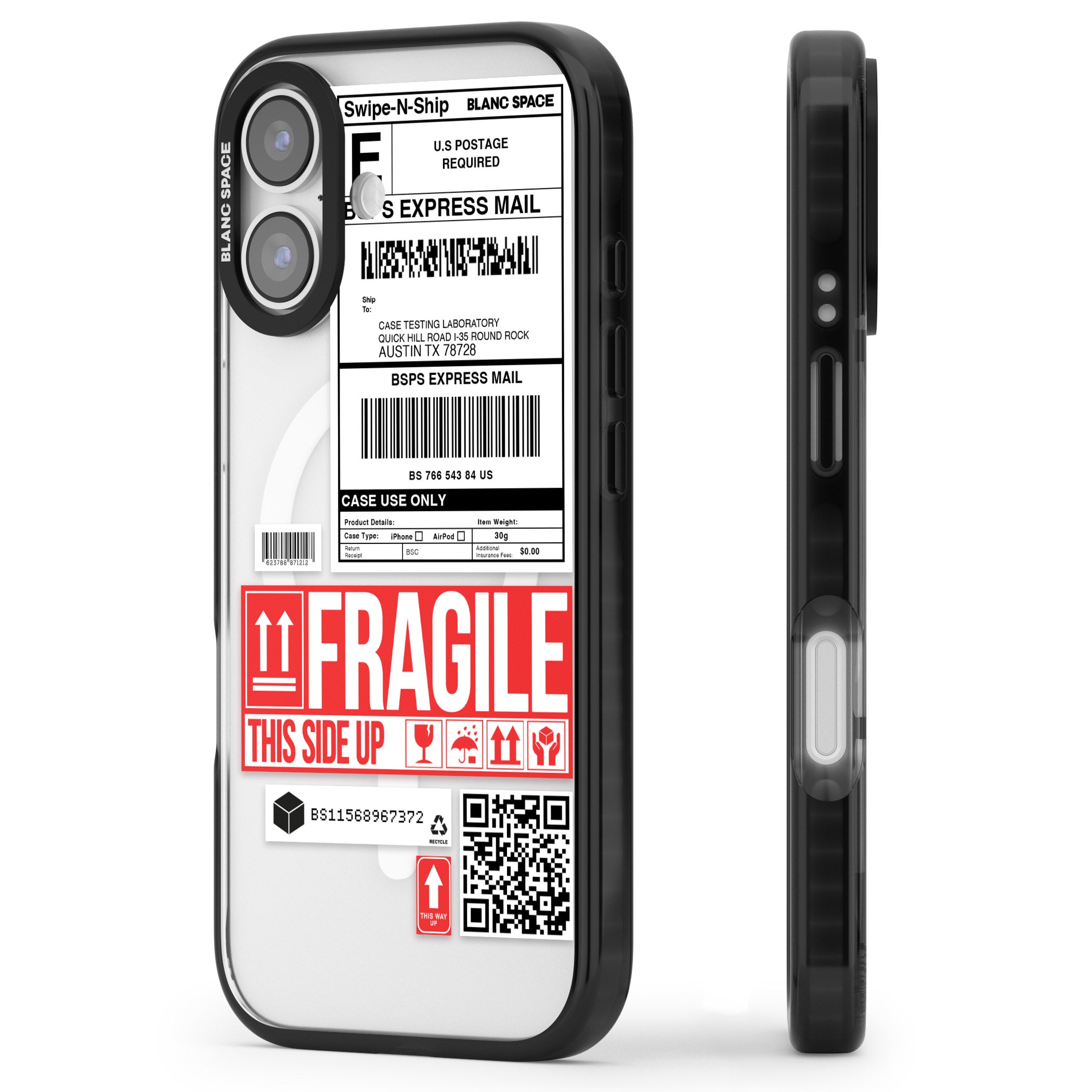 Shipping Label iPhone 17 Impact Pro Black Phone Case Side Profile