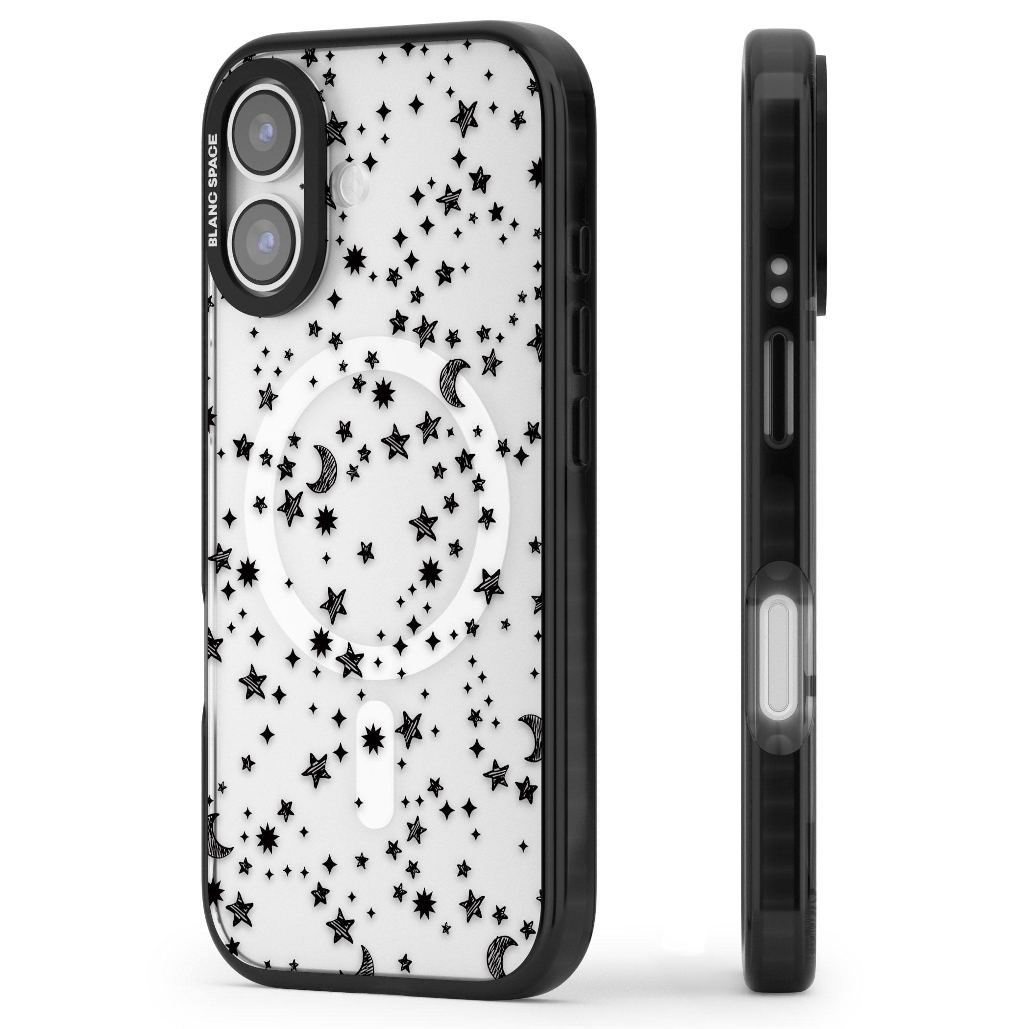 Black Cosmic Galaxy Pattern iPhone 17 Impact Pro Black Phone Case Side Profile
