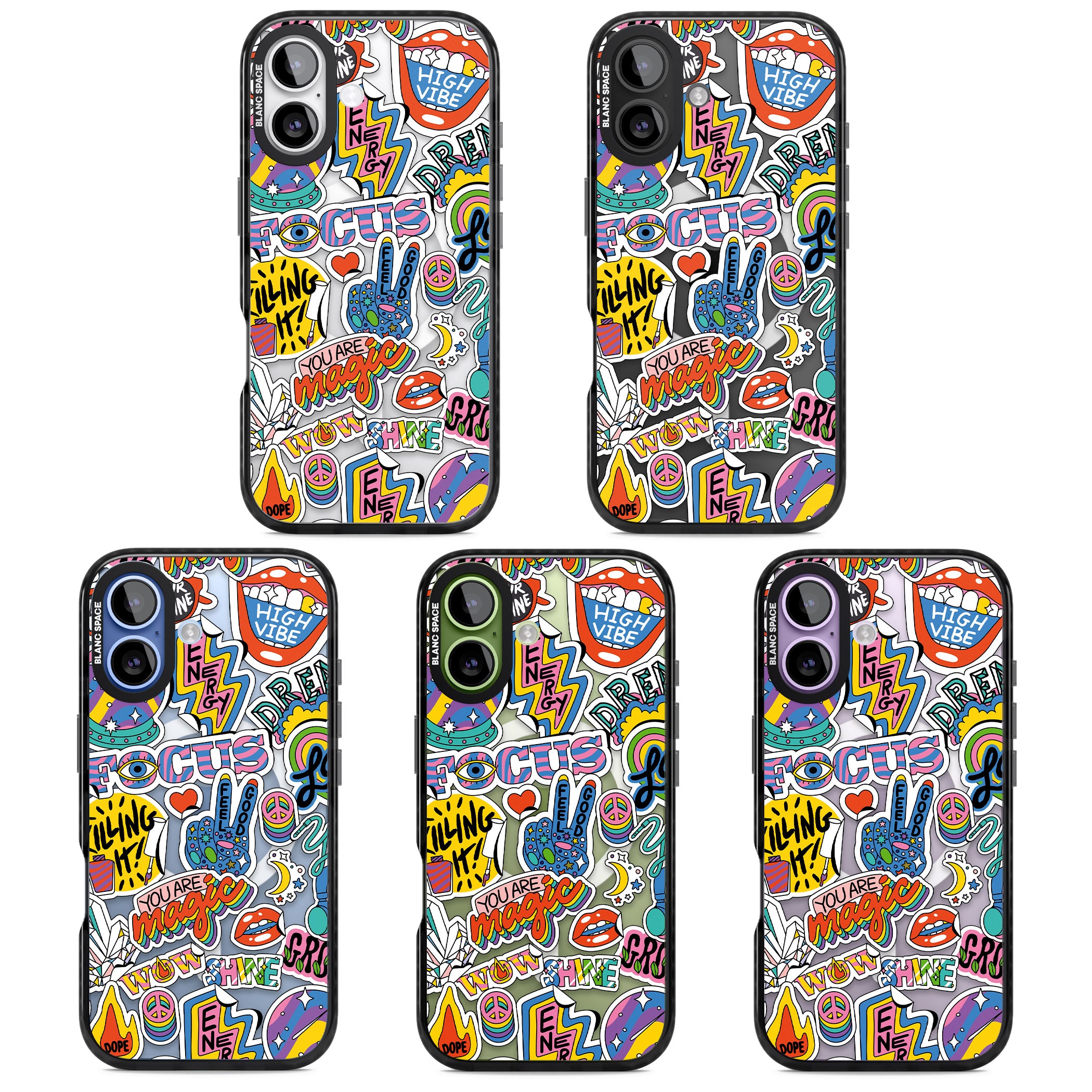 Magic Sticker Collage iPhone 17 Impact Pro Black Phone Case APT Impact Protection