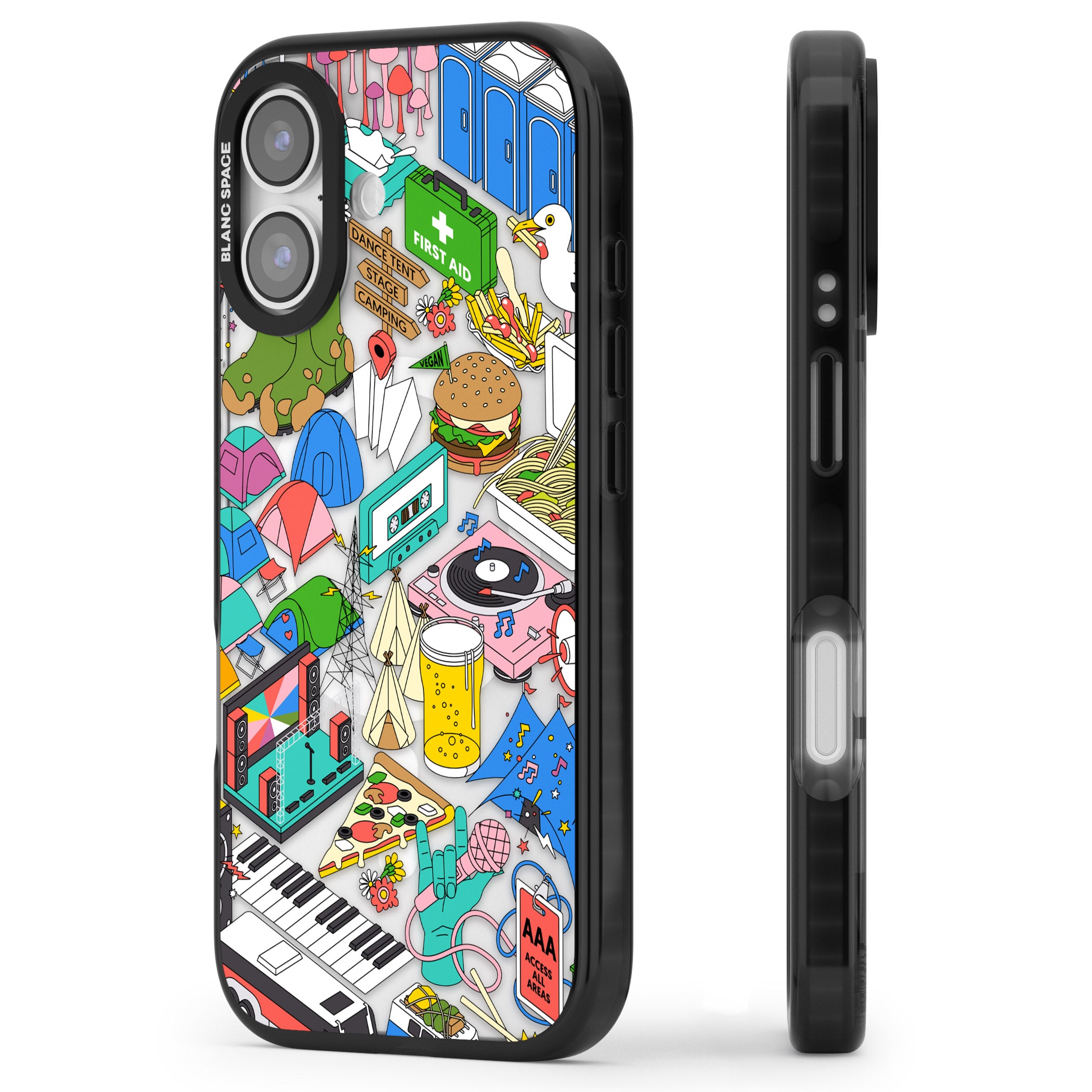 Festival Frenzy iPhone 17 Impact Pro Black Phone Case Side Profile