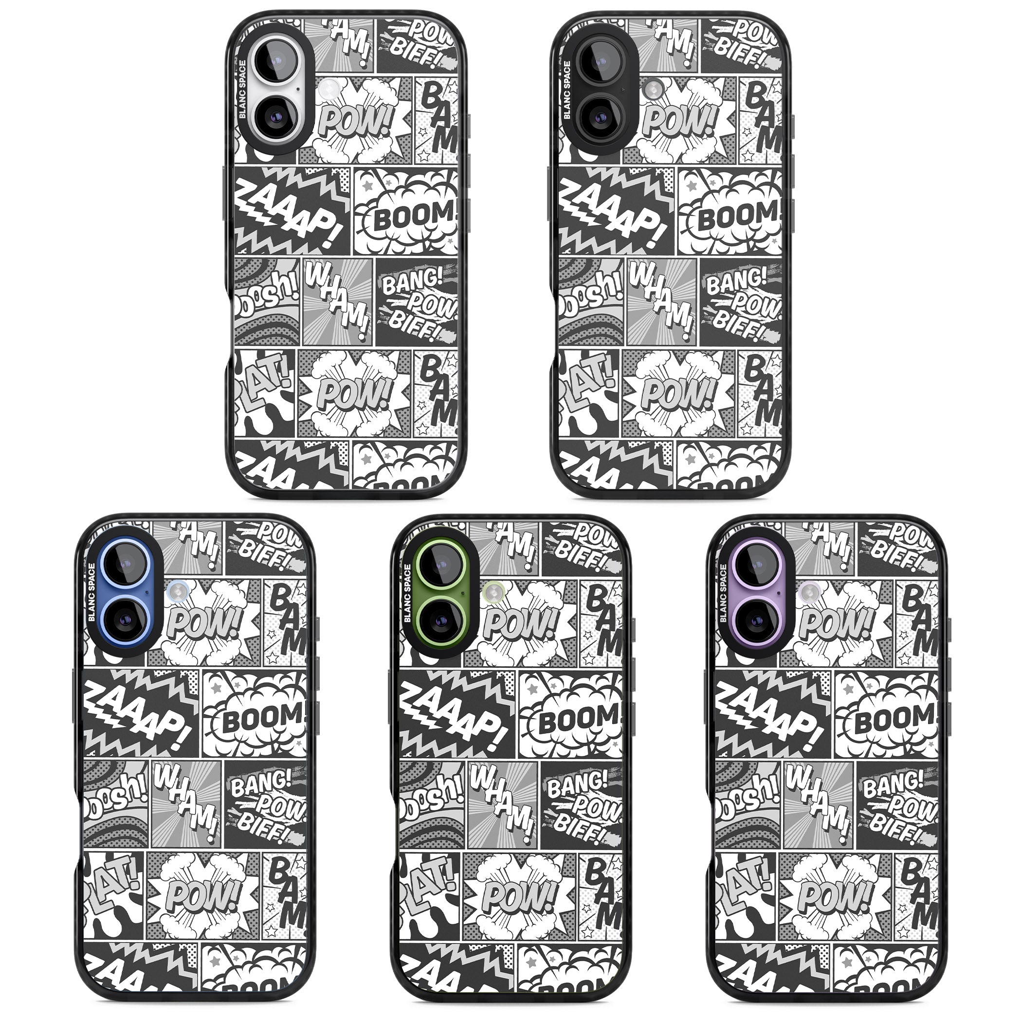 Onomatopoeia (Black & White) iPhone 17 Impact Pro Black Phone Case APT Impact Protection
