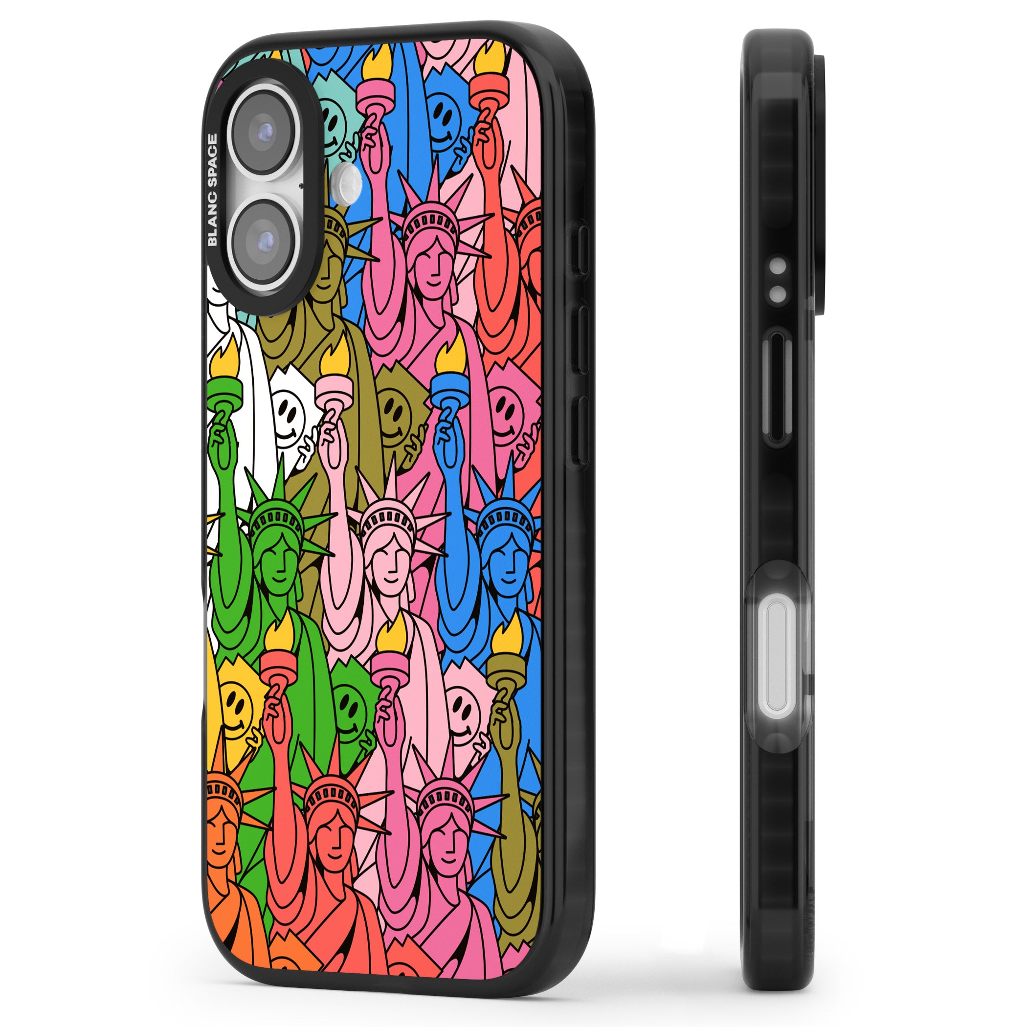 Multicolour Liberty Pattern iPhone 17 Impact Pro Black Phone Case Side Profile