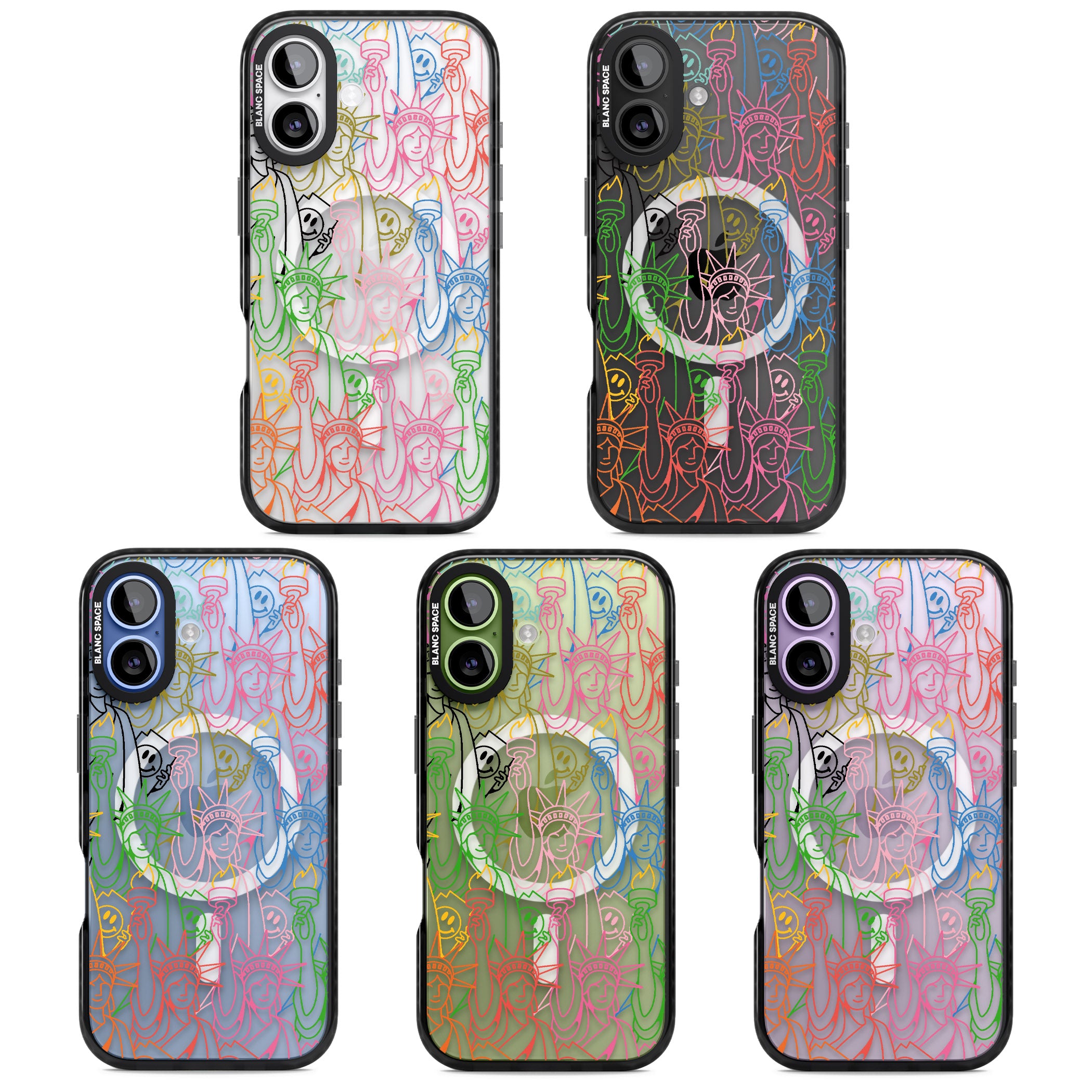 Multicolour Liberty Line Pattern iPhone 17 Impact Pro Black Phone Case APT Impact Protection