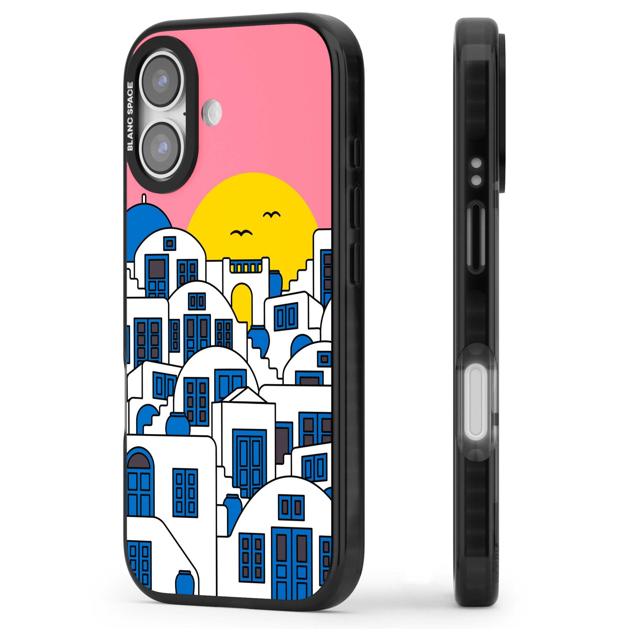 Santorini Sunset iPhone 17 Impact Pro Black Phone Case Side Profile