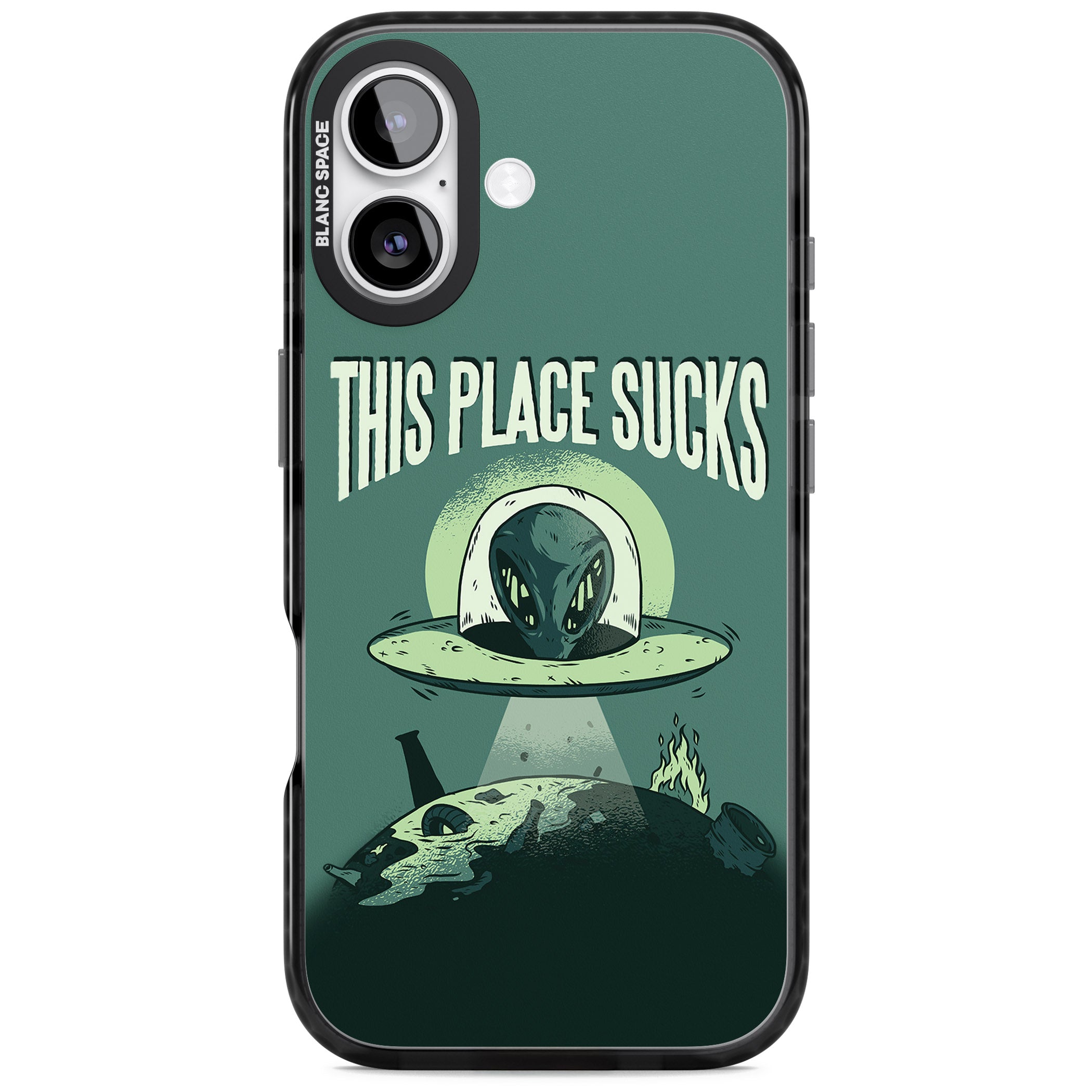 Earth Sucks iPhone 17 Impact Pro Black Phone Case