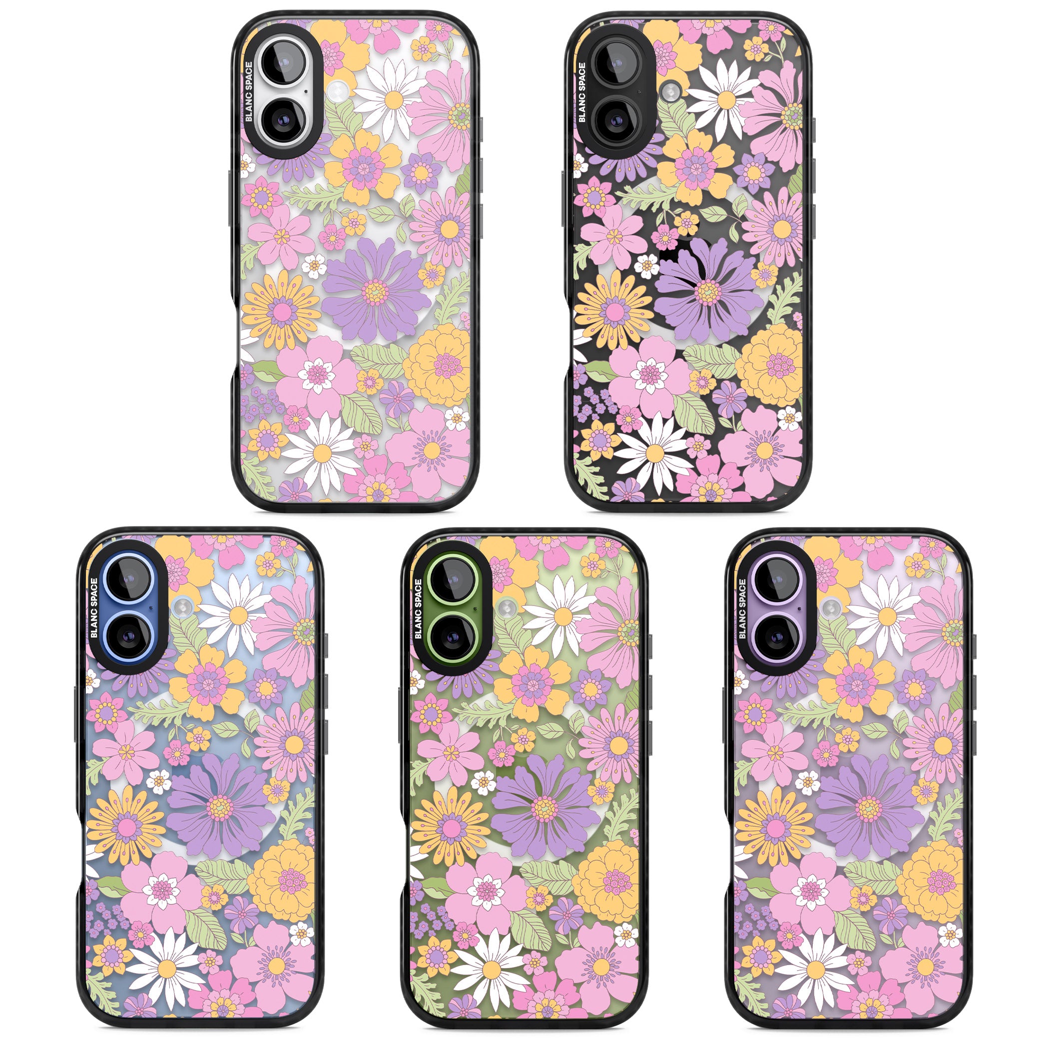 Soft Flower Mix iPhone 17 Impact Pro Black Phone Case APT Impact Protection