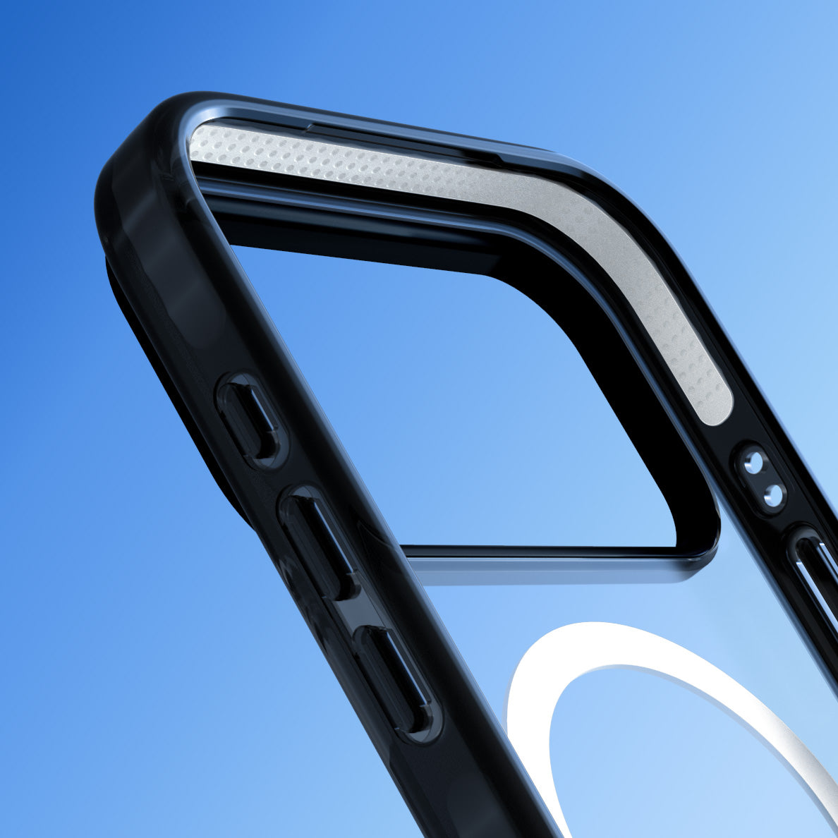 Blue Sky & Clouds Pattern iPhone 17 Impact Pro Black Shock Absorbing Bounce Protection