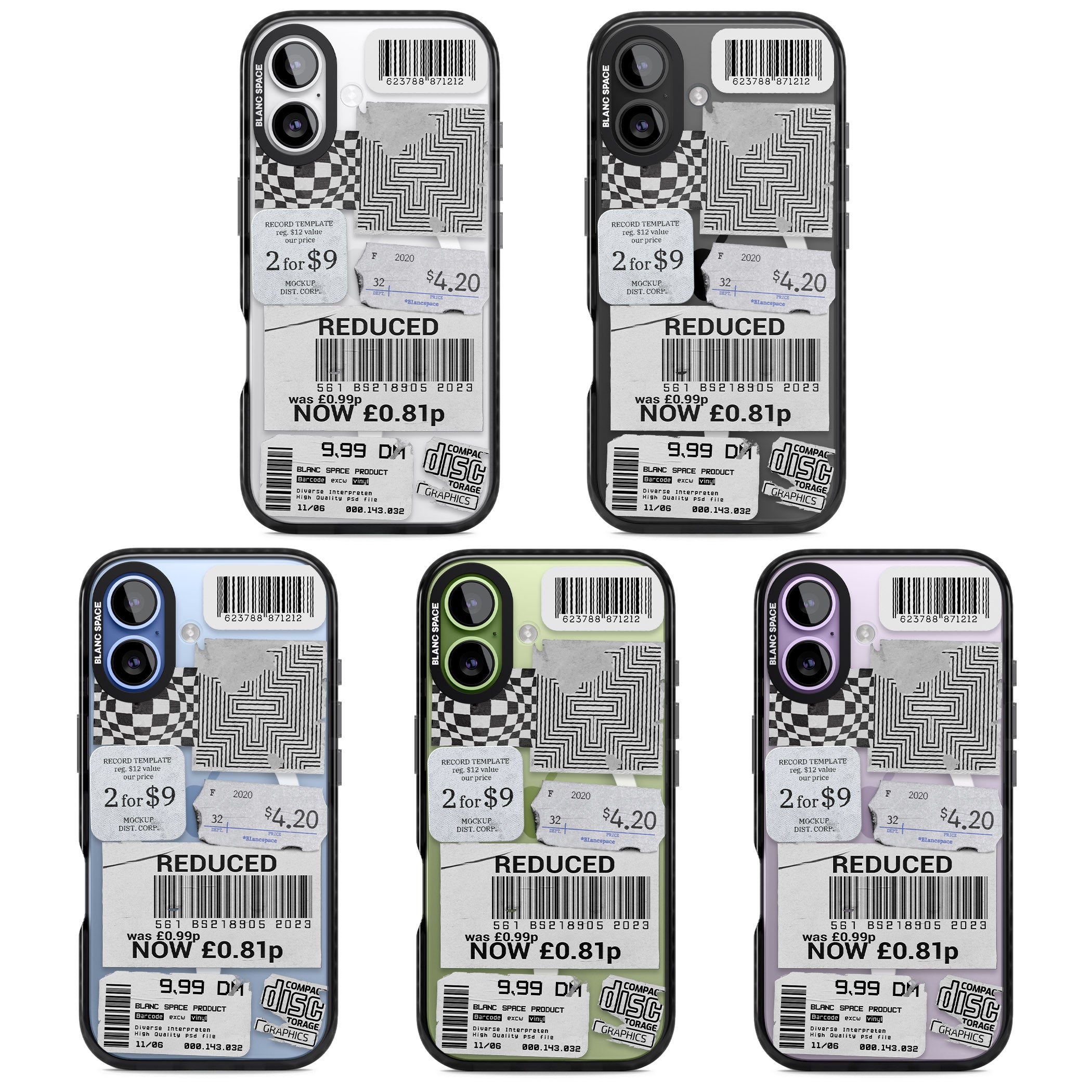 White Sticker Mix iPhone 17 Impact Pro Black Phone Case APT Impact Protection