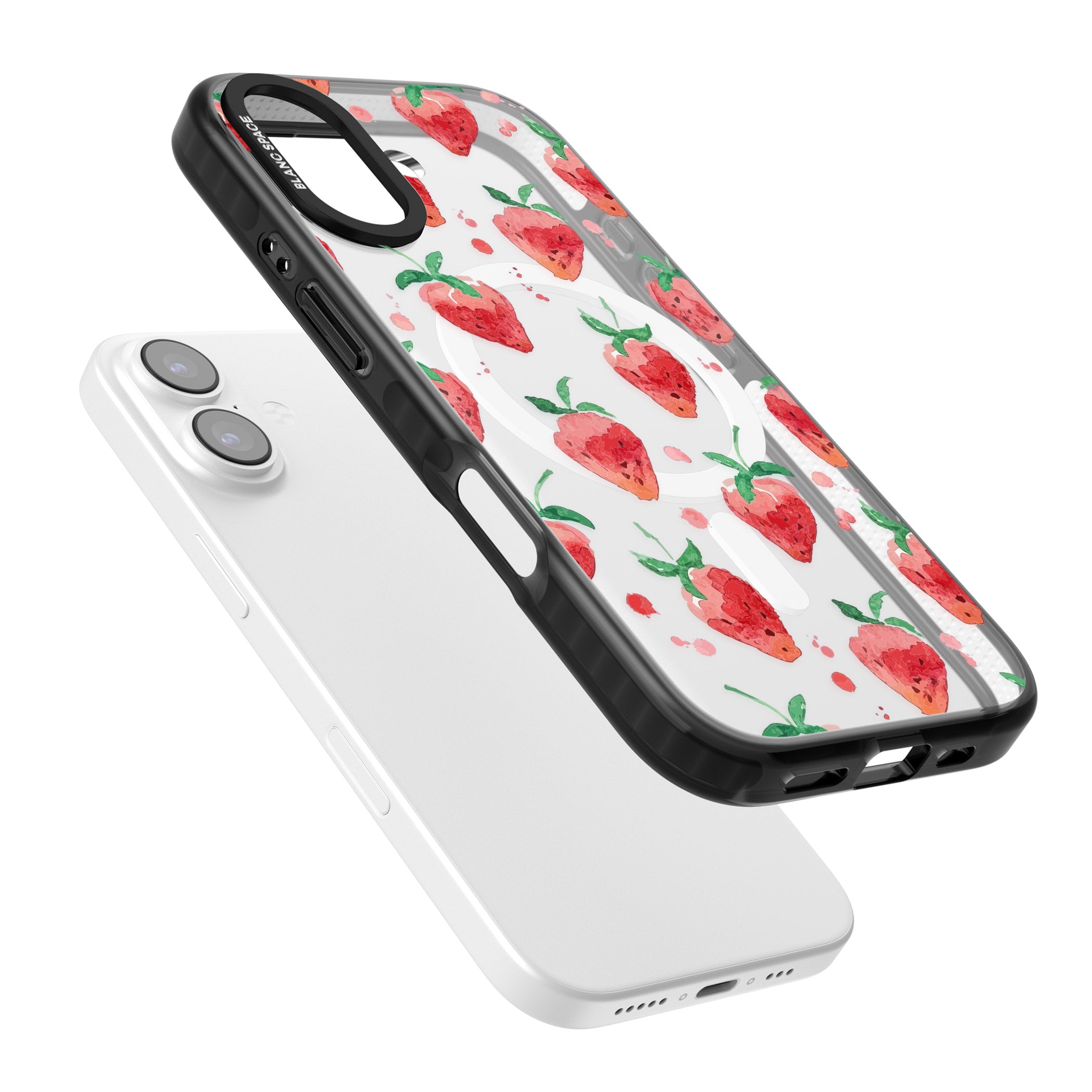 Strawberry Watercolour iPhone 17 Impact Pro Black Phone Case Colours