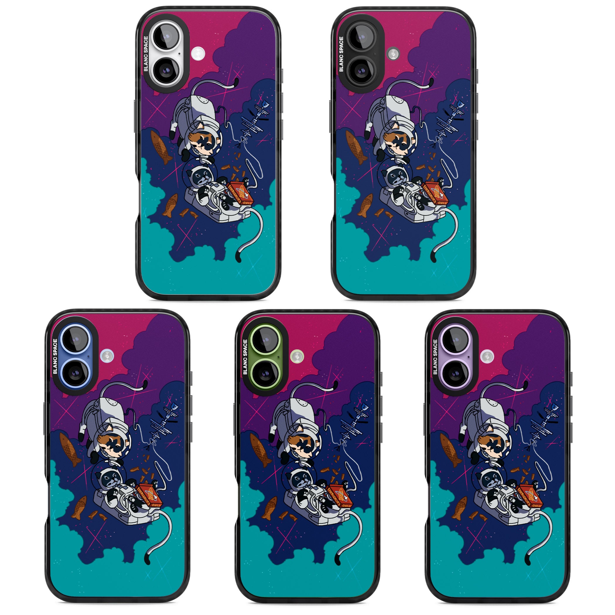 Cats In Space iPhone 17 Impact Pro Black Phone Case APT Impact Protection