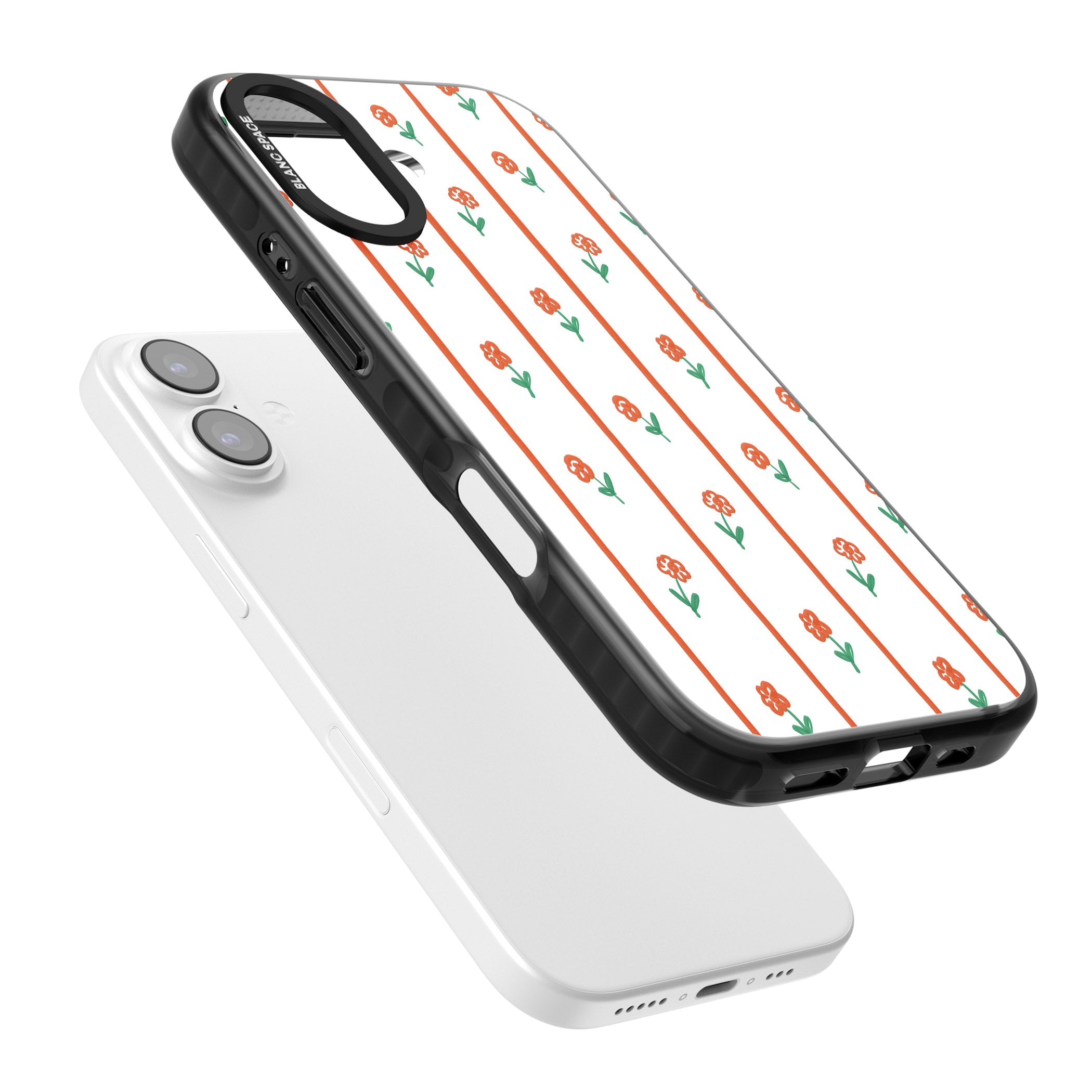 Minimal Floral Stripe iPhone 17 Impact Pro Black Phone Case Colours
