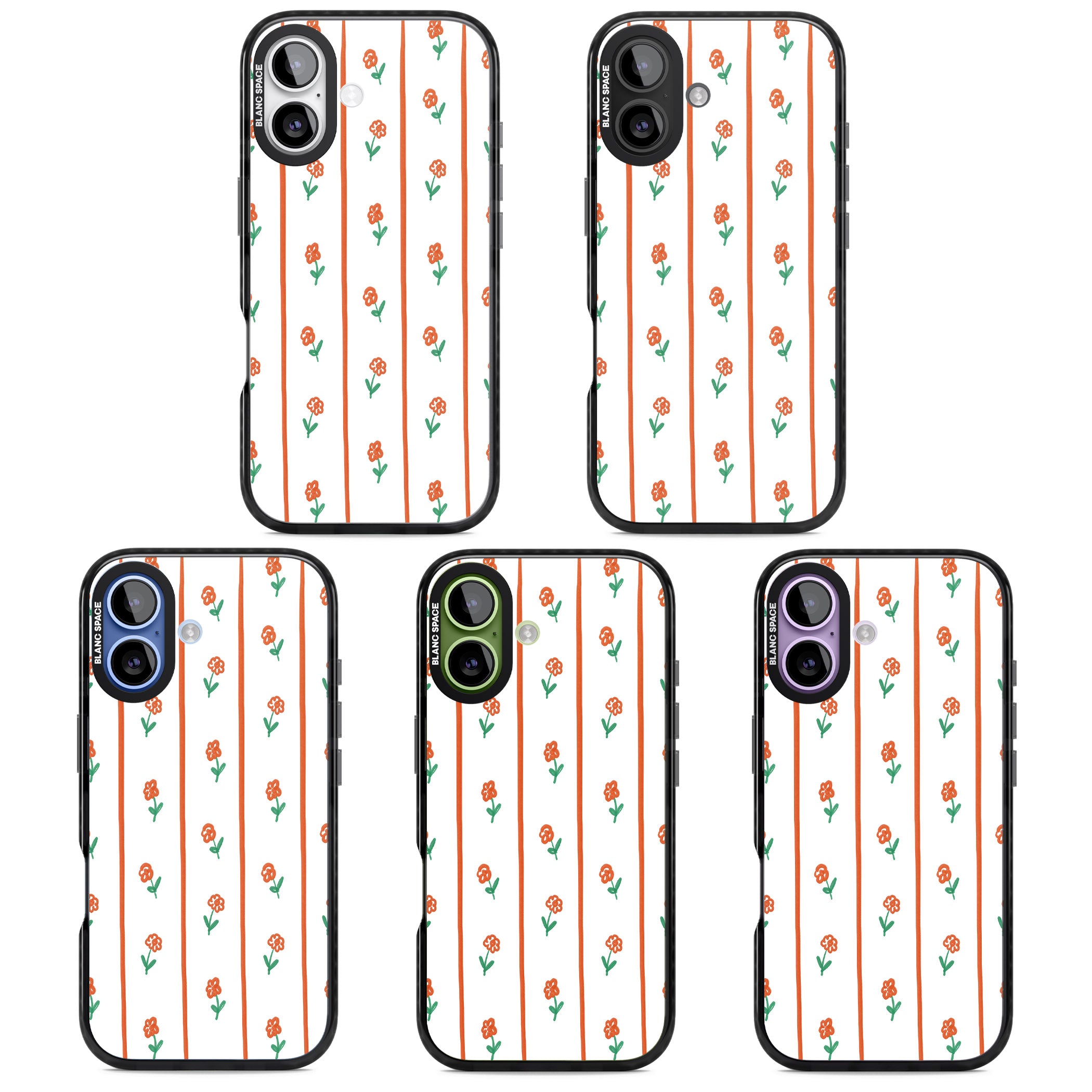 Minimal Floral Stripe iPhone 17 Impact Pro Black Phone Case APT Impact Protection