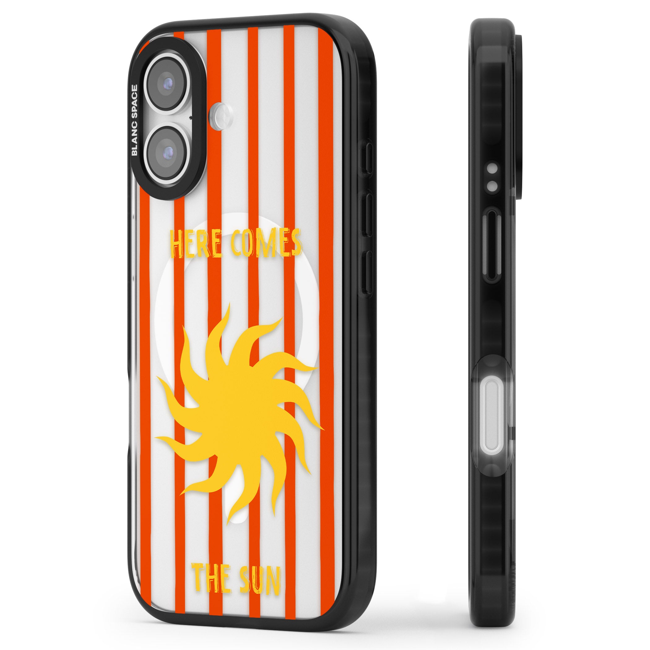 Here Comes The Sun iPhone 17 Impact Pro Black Phone Case Side Profile