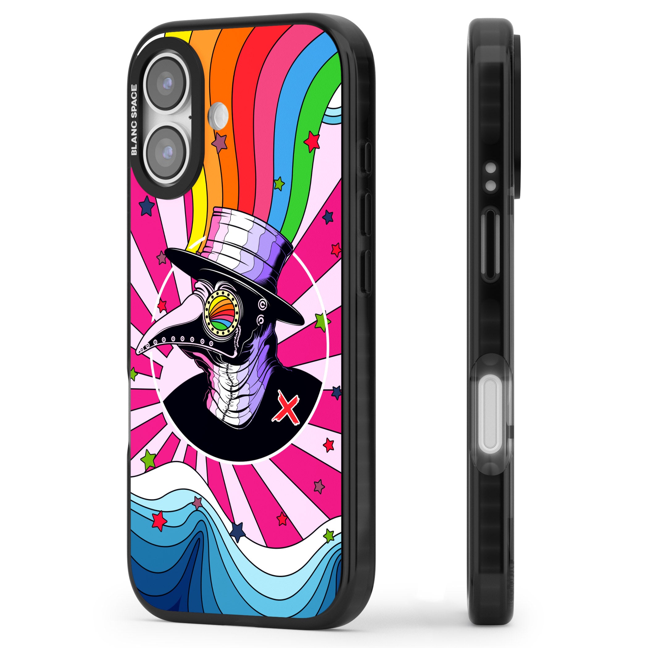 Plague Doctor Passion iPhone 17 Impact Pro Black Phone Case Side Profile
