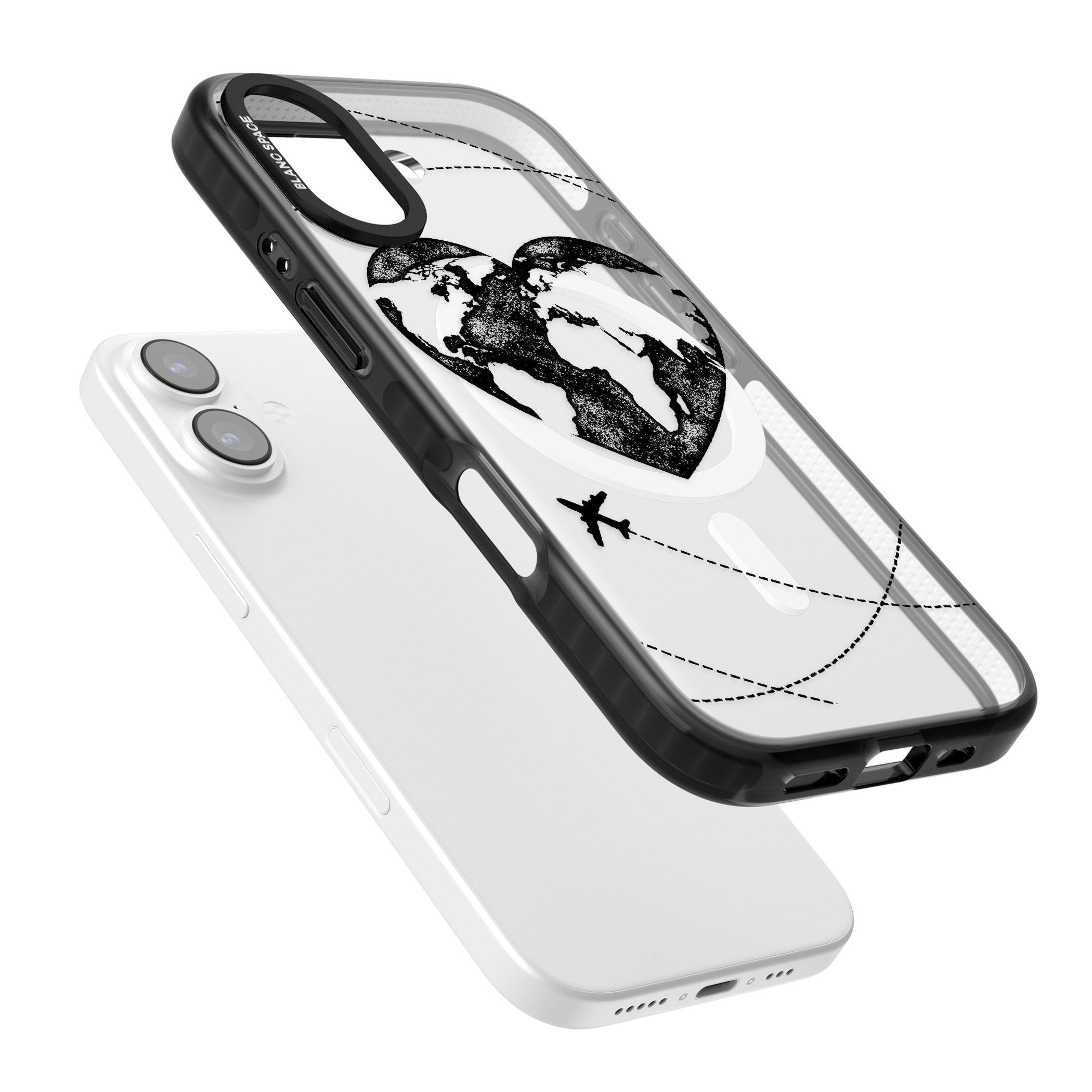 Globe Heart iPhone 17 Impact Pro Black Phone Case Colours