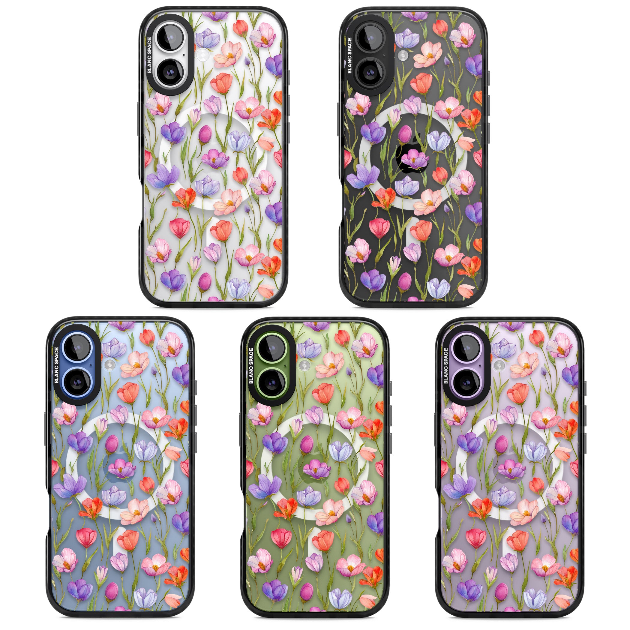 Red, Pink & Purple Flowers iPhone 17 Impact Pro Black Phone Case APT Impact Protection