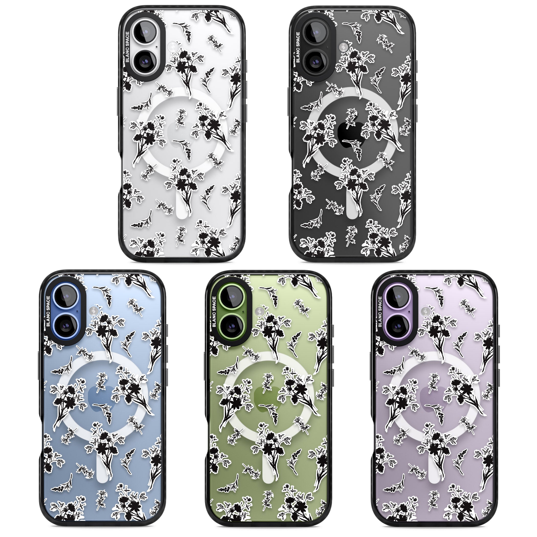 Black Sticker Wildflowers iPhone 17 Impact Pro Black Phone Case APT Impact Protection