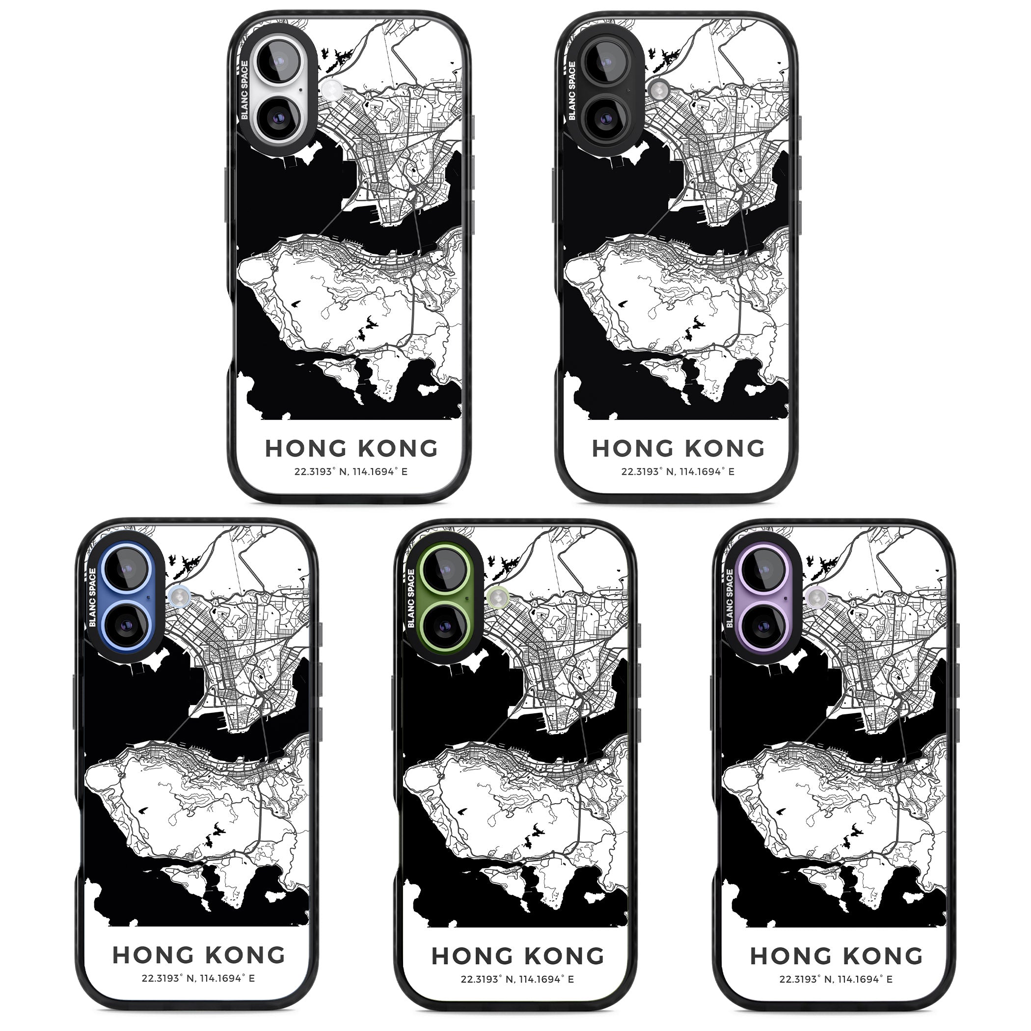 Hong Kong Map iPhone 17 Impact Black Phone Case APT Impact Protection