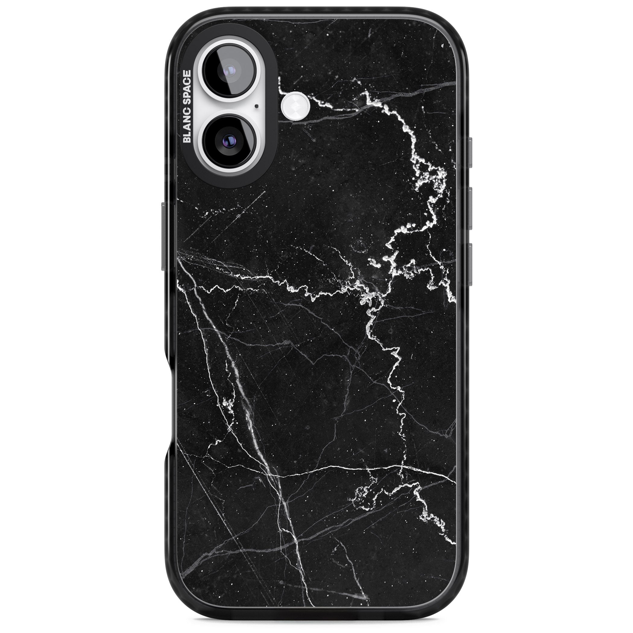 Bold Black Marble With White Texture iPhone 17 Impact Black Phone Case