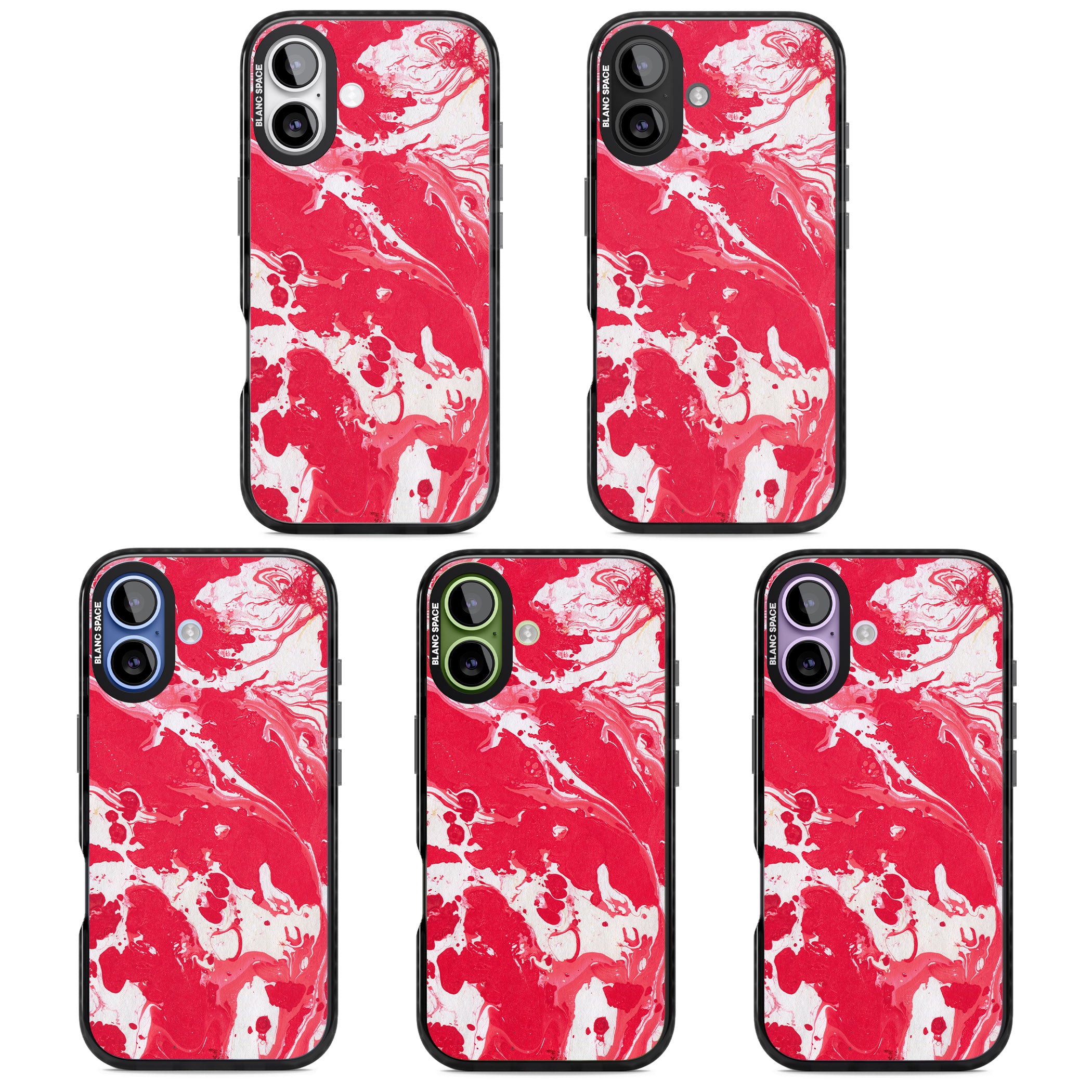 Red & White Marbled iPhone 17 Impact Black Phone Case APT Impact Protection