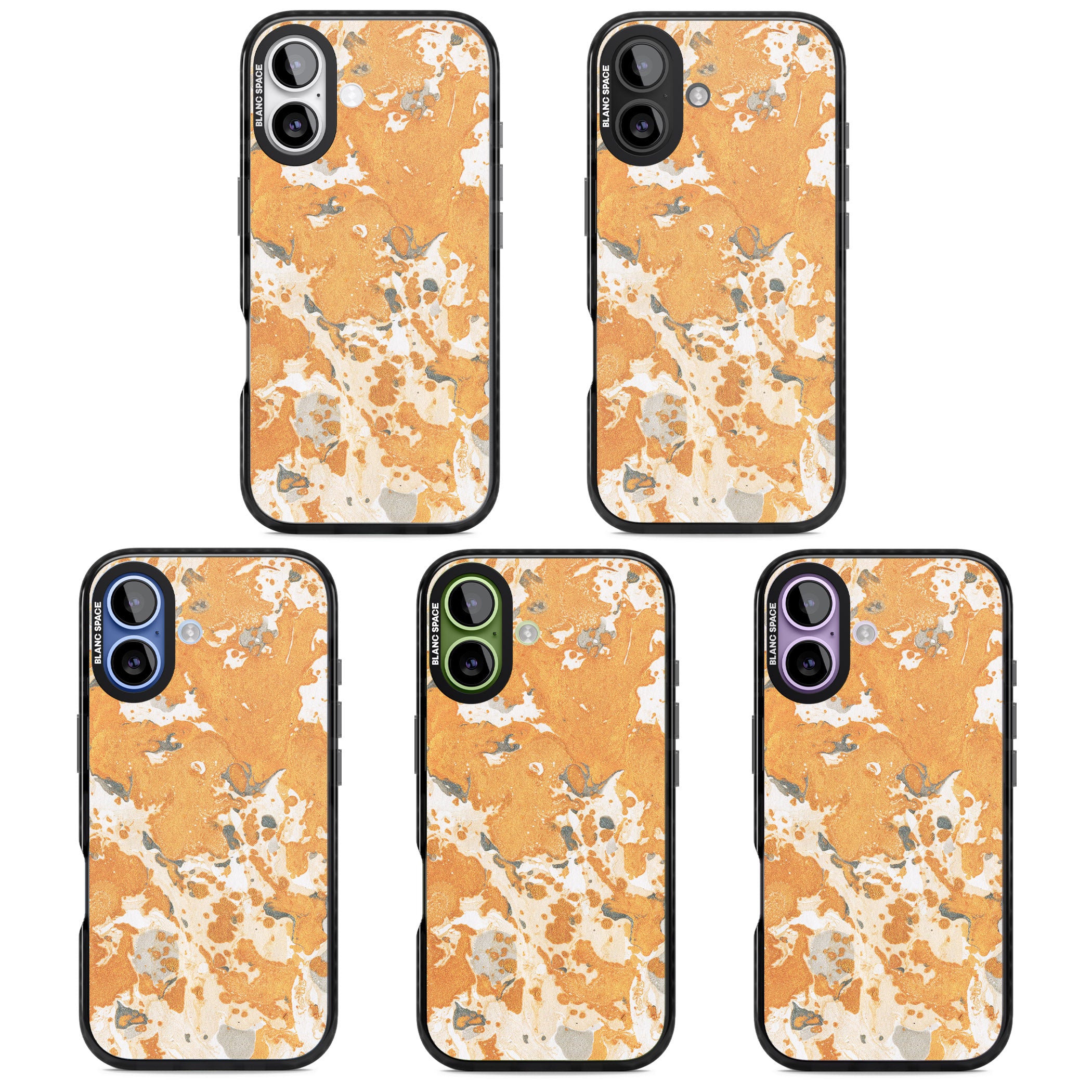 Orange Marbled iPhone 17 Impact Black Phone Case APT Impact Protection