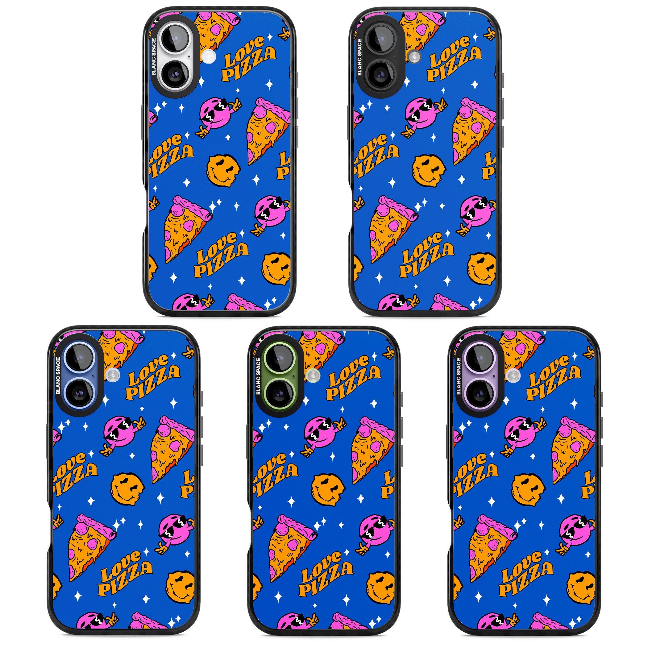 Psychedelic Love Pizza Pattern iPhone 17 Impact Black Phone Case APT Impact Protection
