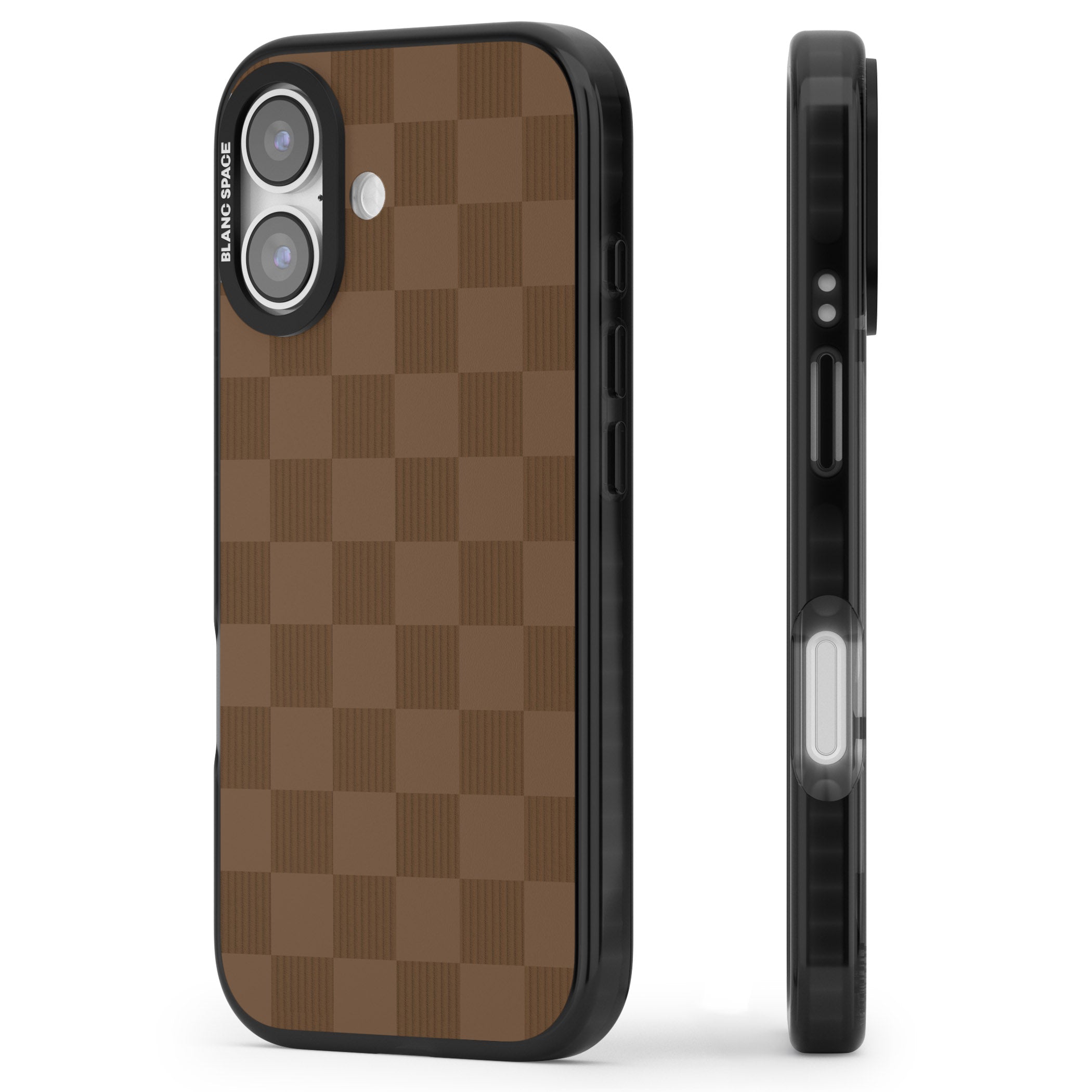 Chocolate Checkered iPhone 17 Impact Black Phone Case Side Profile
