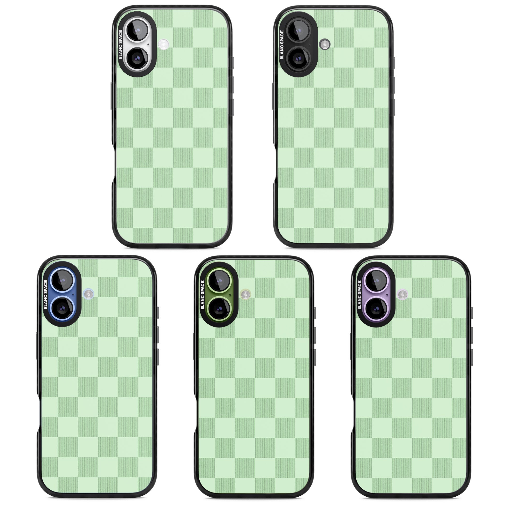 Seafoam Checkered iPhone 17 Impact Black Phone Case APT Impact Protection