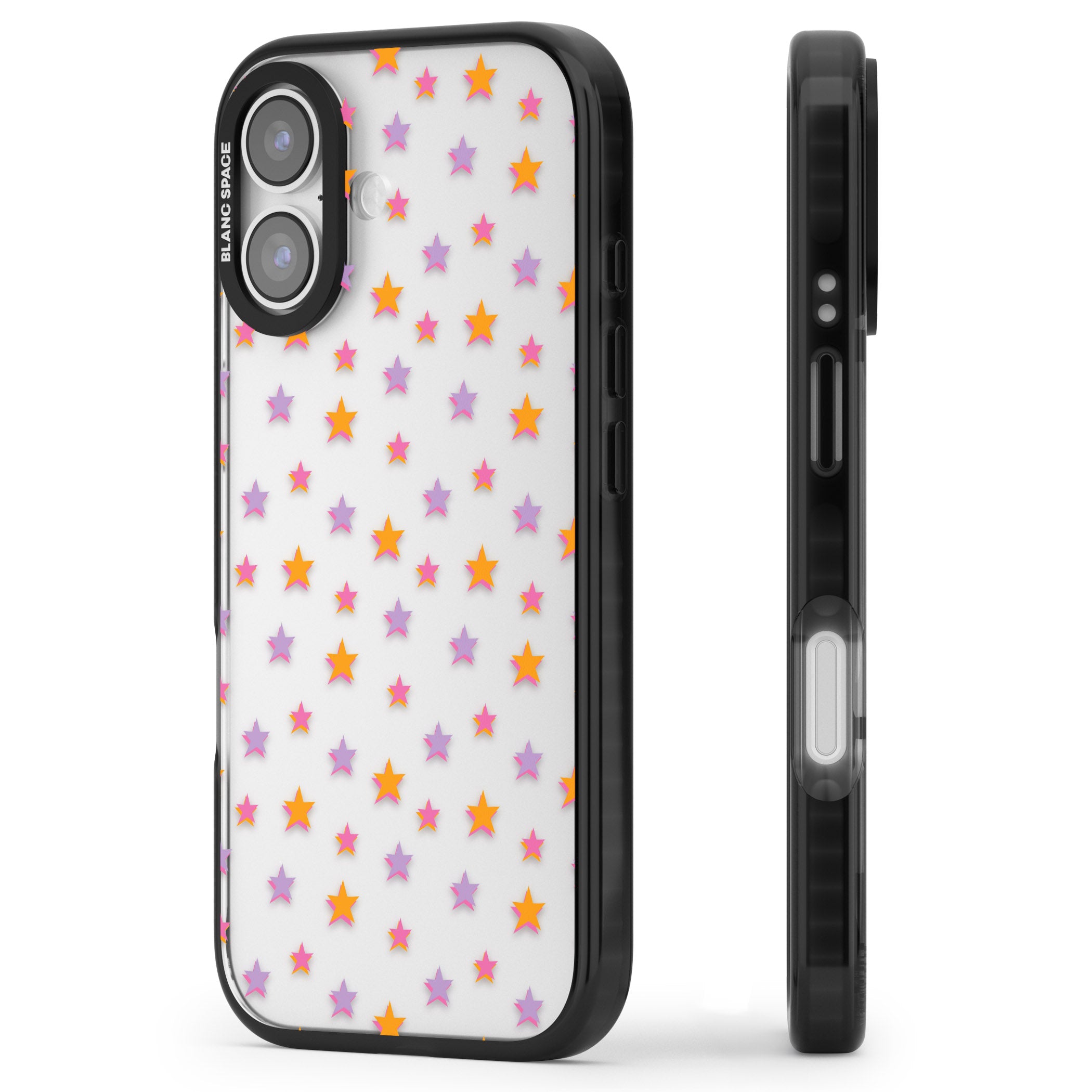 Spangling Stars Pattern iPhone 17 Impact Black Phone Case Side Profile
