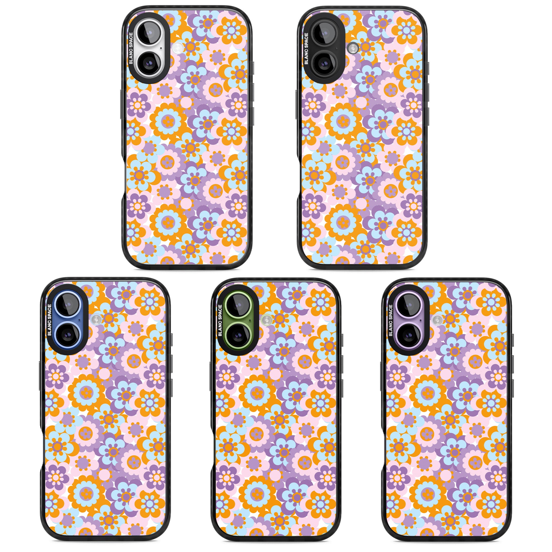 Flower Power Pattern iPhone 17 Impact Black Phone Case APT Impact Protection