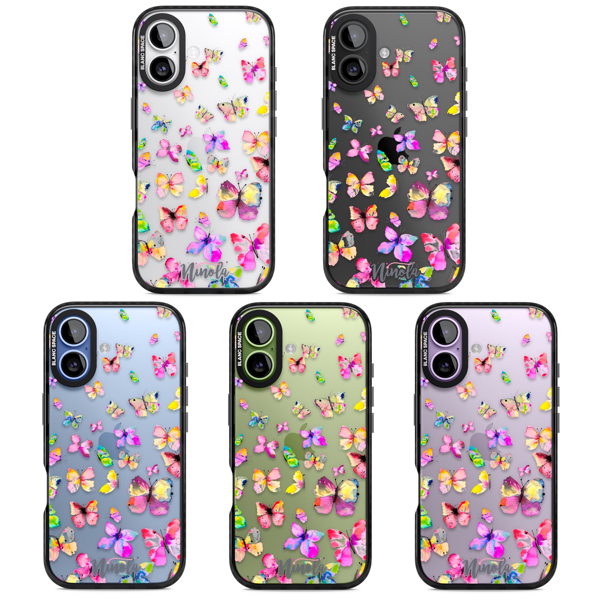 Watercolor Butterflies iPhone 17 Impact Black Phone Case APT Impact Protection