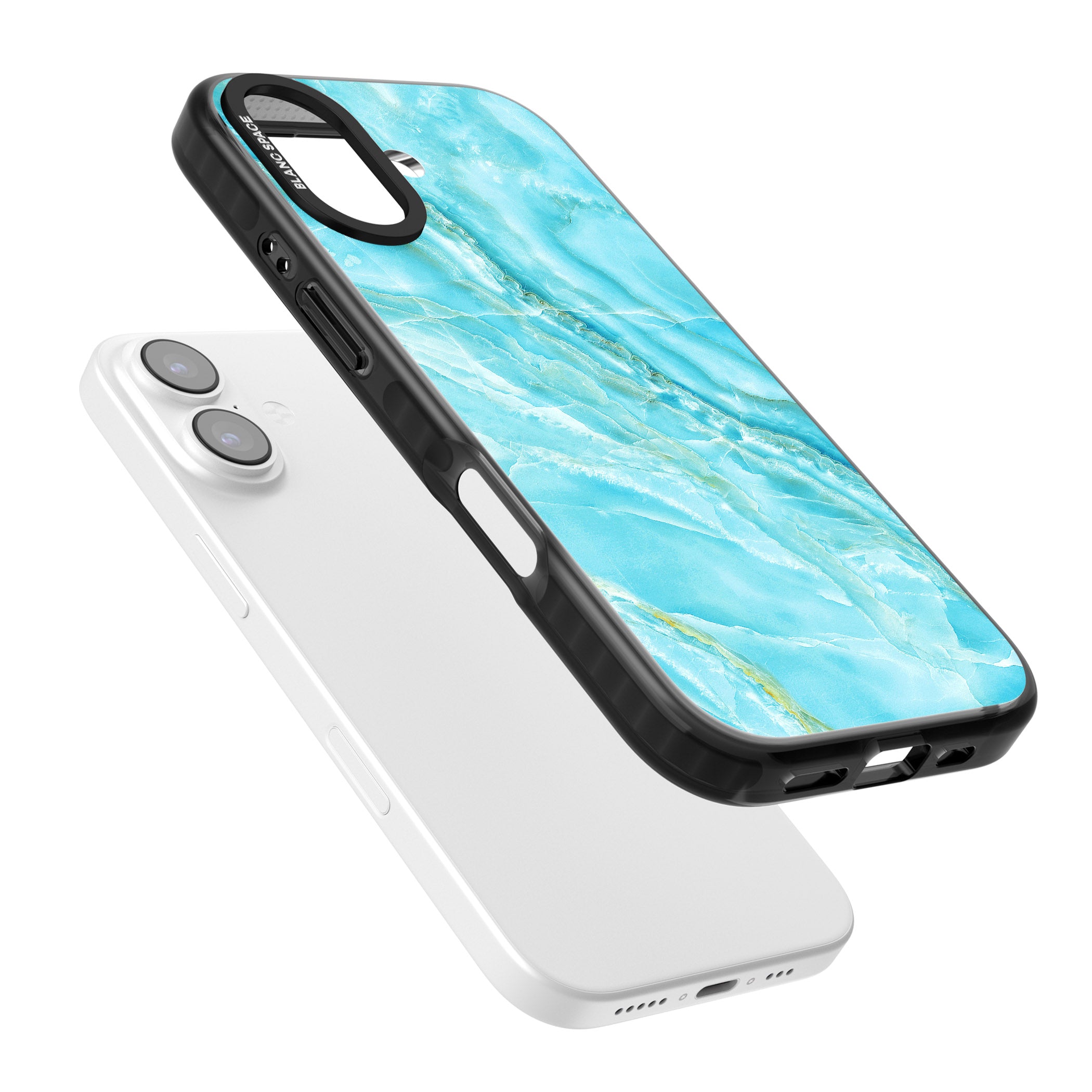 Blue Onyx Marble iPhone 17 Impact Black Phone Case Colours