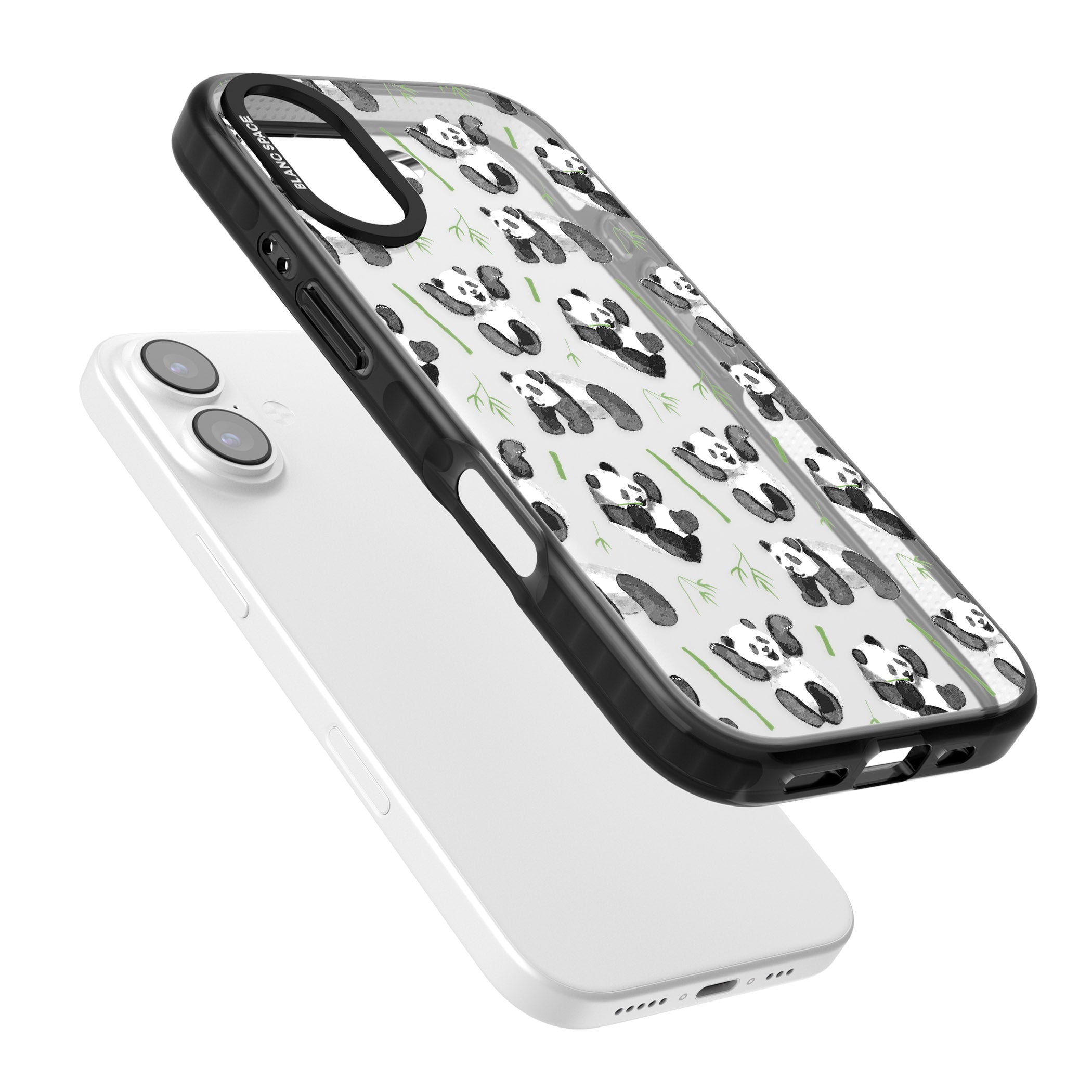 Watercolour Panda Pattern iPhone 17 Impact Black Phone Case Colours
