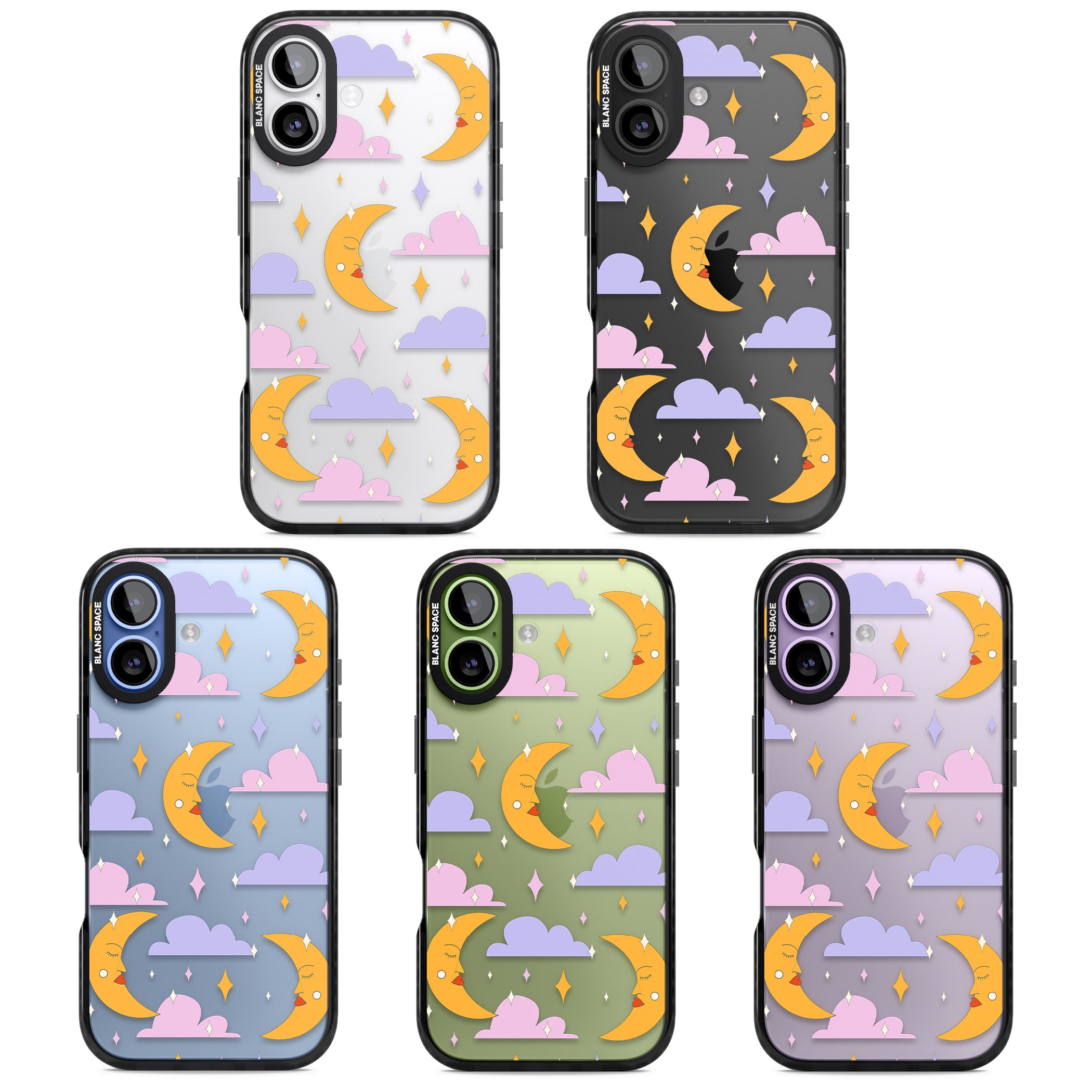 Moons & Clouds iPhone 17 Impact Black Phone Case APT Impact Protection