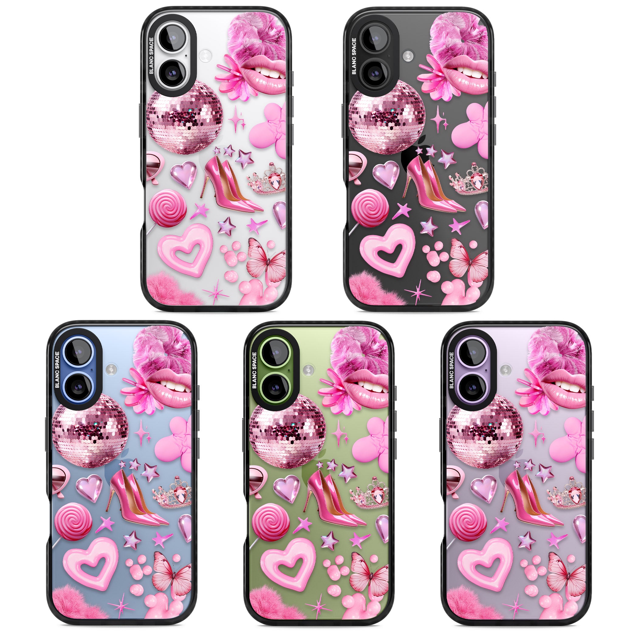 Pink Glam iPhone 17 Impact Black Phone Case APT Impact Protection