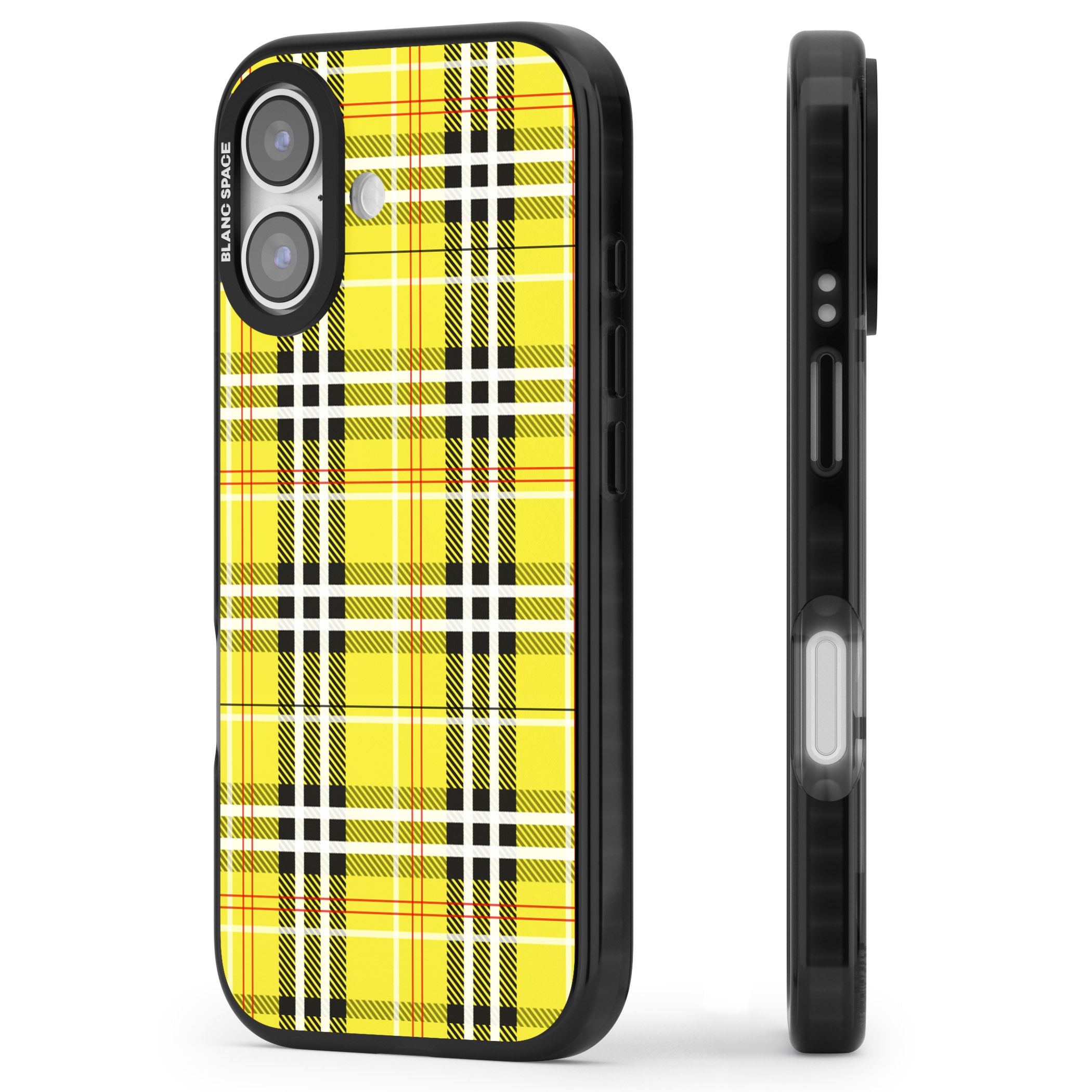 Yellow Plaid iPhone 17 Impact Black Phone Case Side Profile