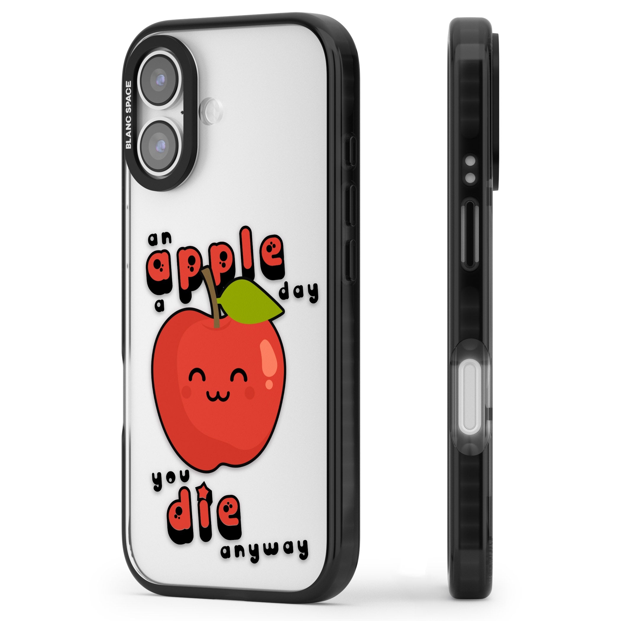 An Apple A Day iPhone 17 Impact Black Phone Case Side Profile