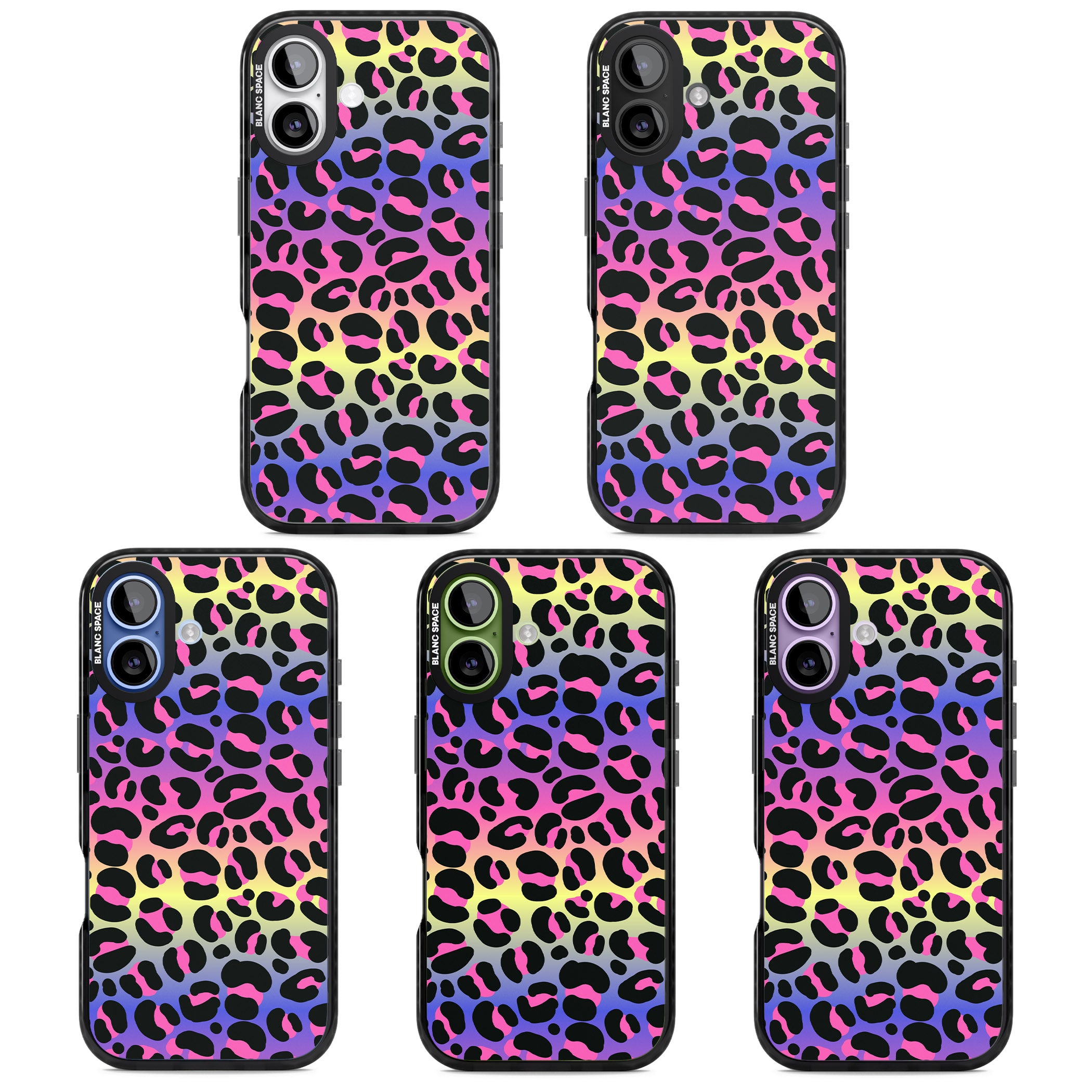 Rainbow Gradient Leopard iPhone 17 Impact Black Phone Case APT Impact Protection