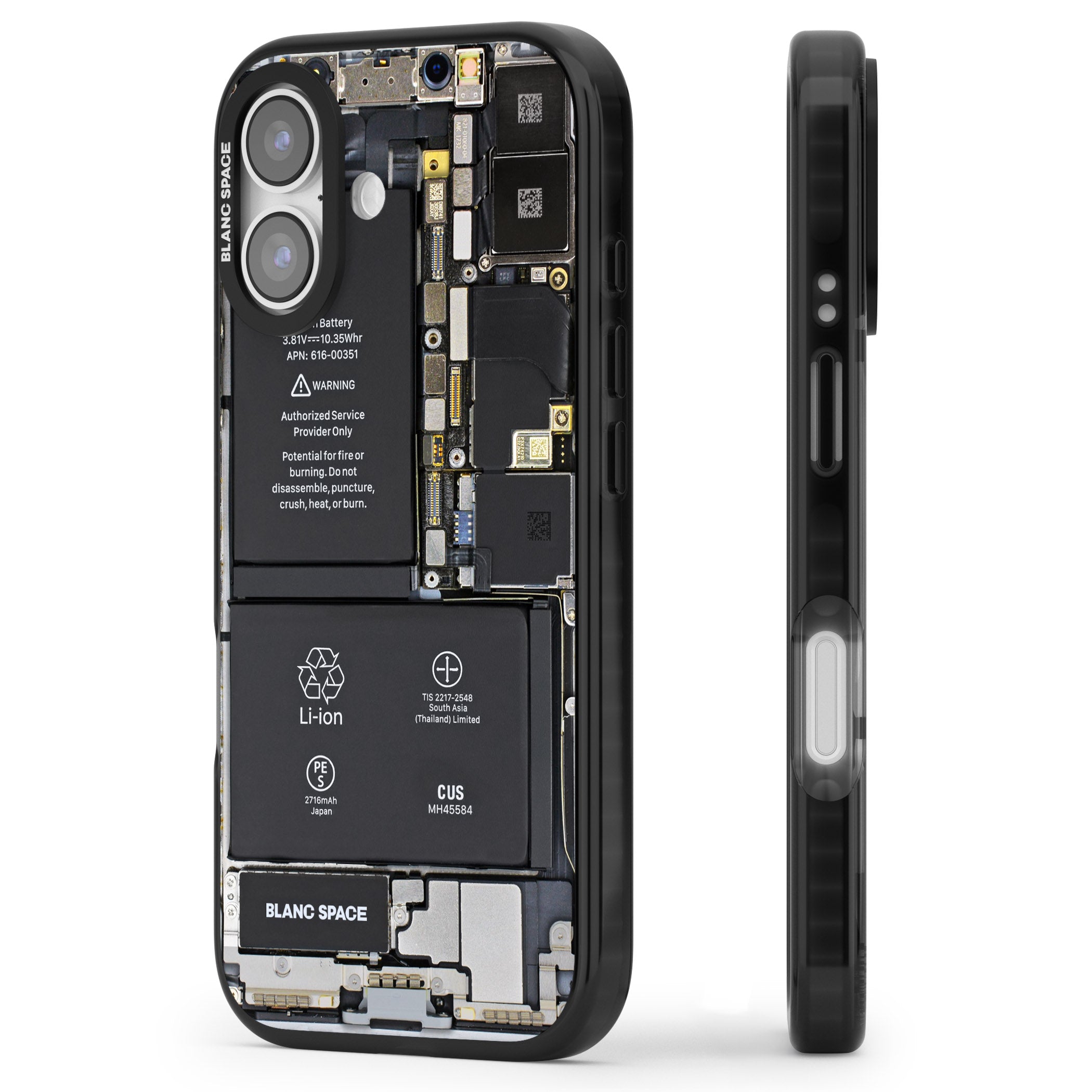 Circuit Board Standard iPhone 17 Impact Black Phone Case Side Profile